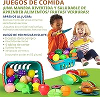 Vista 7 de 100 PIEZAS Juguetes de Comida para Cortar para Cocina Infantil, Juguetes de Comida de Simulación para Niños Pequeños, Accesorios de Juguetes