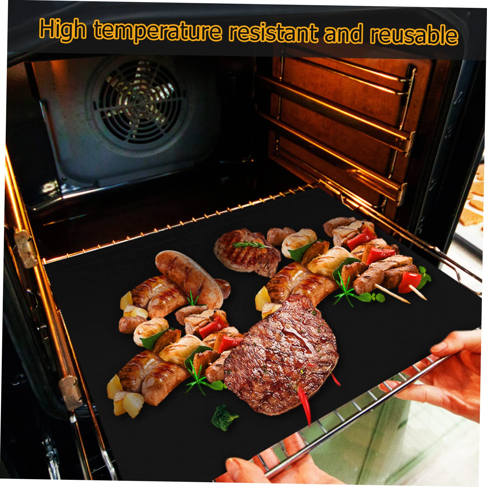9piezas Estera De Parrilla Antiadherente Para Horno Tapete Resistente Al Calor Para Barbacoa De Tapetes Para Horno Reutilizables