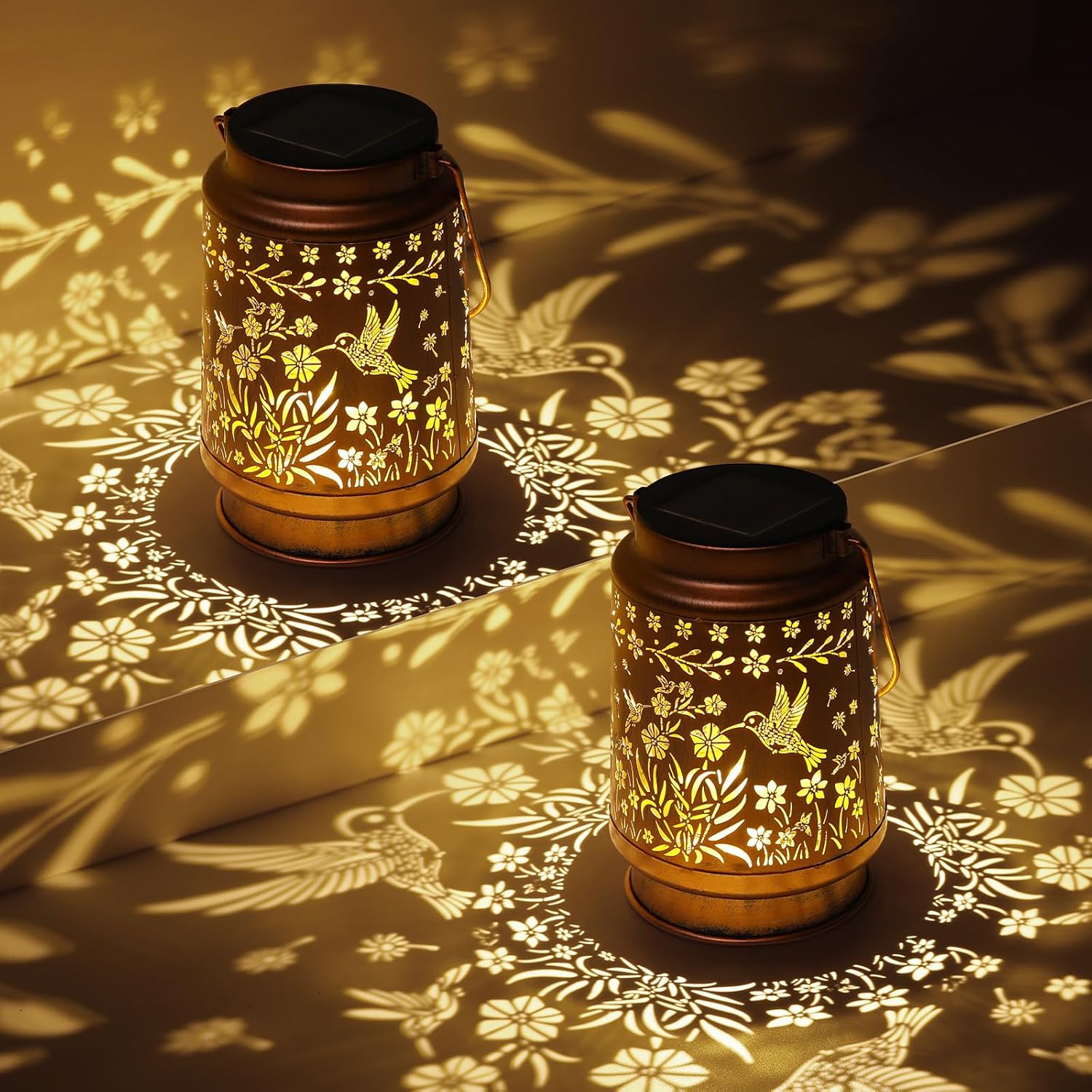 2 Pack Hummingbird Christmas Gifts Solar Lanterns Outdoor Waterproof Garden Decor Birthday Gifts for Women Mom Hanging Solar Lights Outdoor for Patio Pathway Landscape Walkway Terrace Balcony Yard