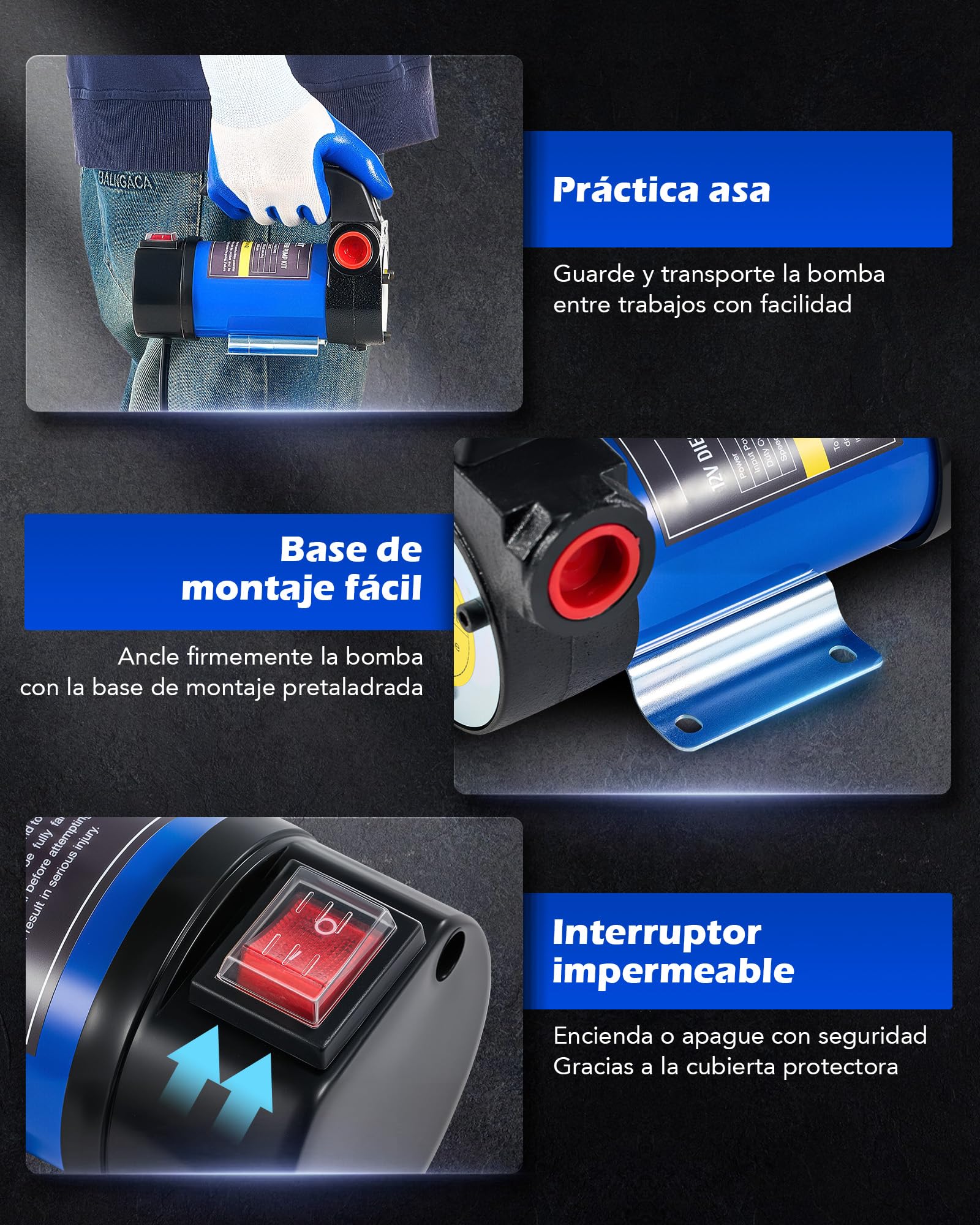 Orion Motor Tech Kit de Bomba de Transferencia Diésel, 12V Bomba de Transferencia de Combustible con Boquilla y Mangueras, Kit de Combustible Eléctrico de Queroseno Diesel con Caja de Transporte