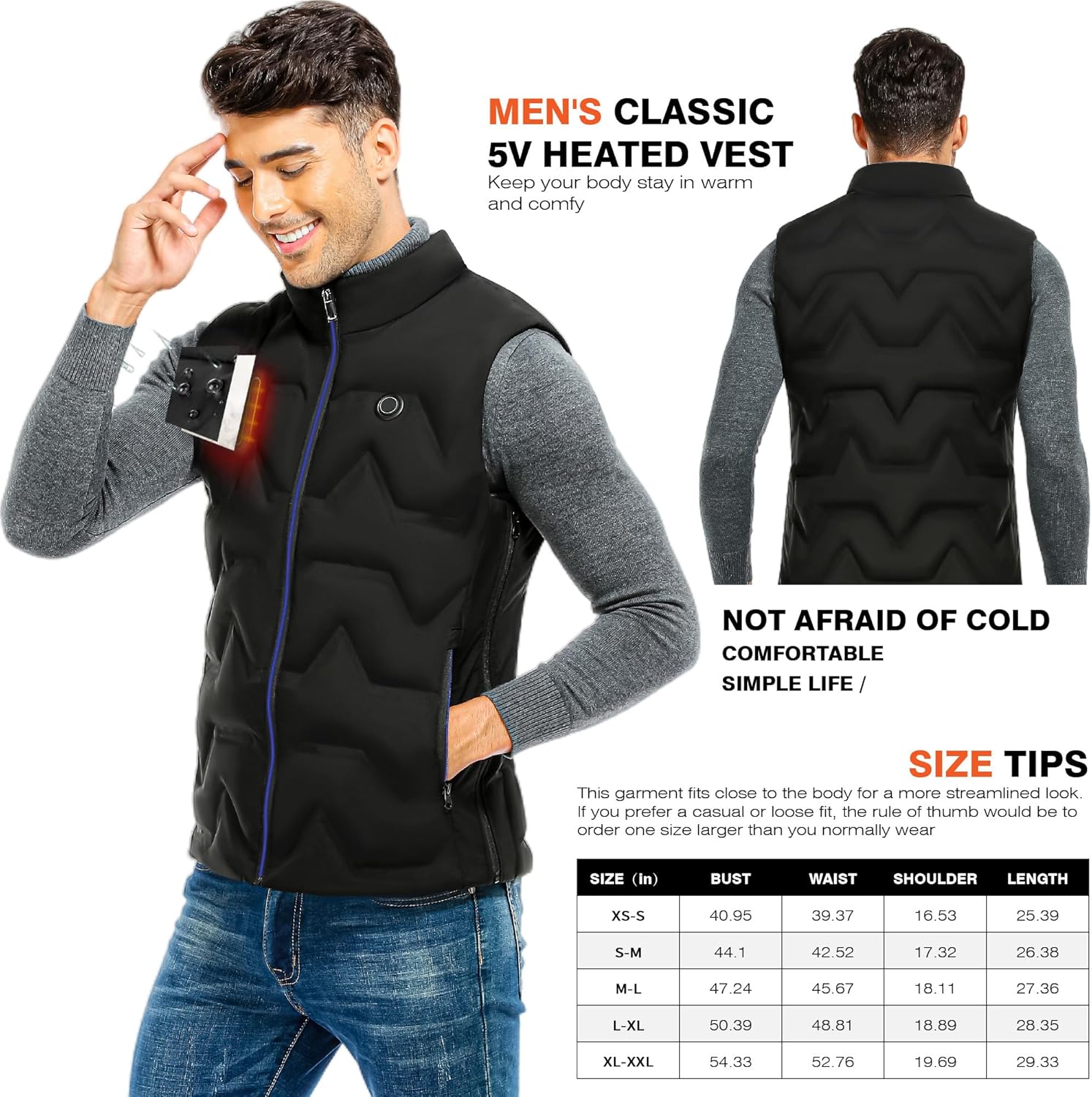 Vofuoti Heated Vest Men Women with Battery Pack Included, Lightweight USB Rechargeable Electric Heating Vest - Image 2