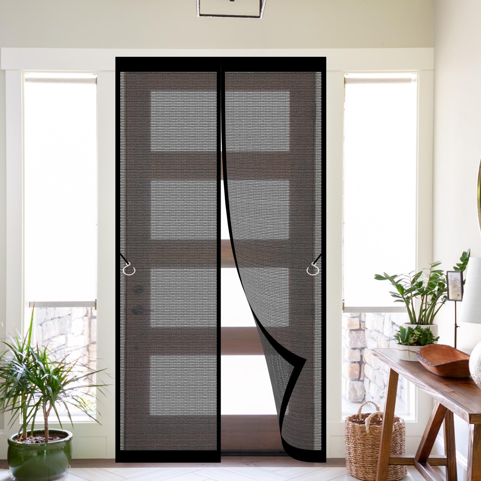 Magnetic Door Screen 87 x 205 cm Fly Nets for Doors Easy to Install Hundreds of Sizes Kid and Pet Friendly Fly Nets for Living Room, Bedroom, Black