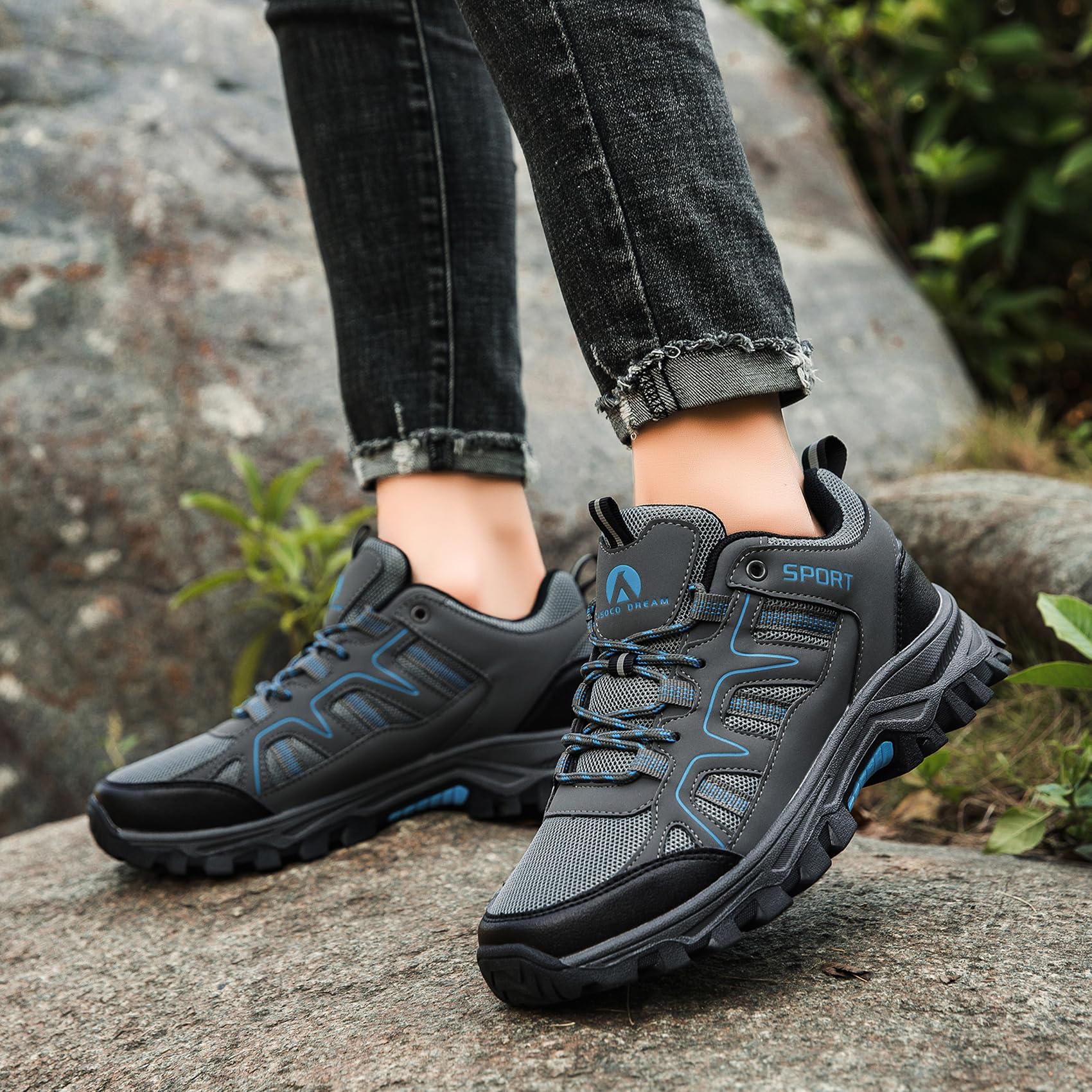 Zapatillas de Senderismo para Hombre Zapatillas de Trekking Transpirable Antideslizante Zapatos de Montaña