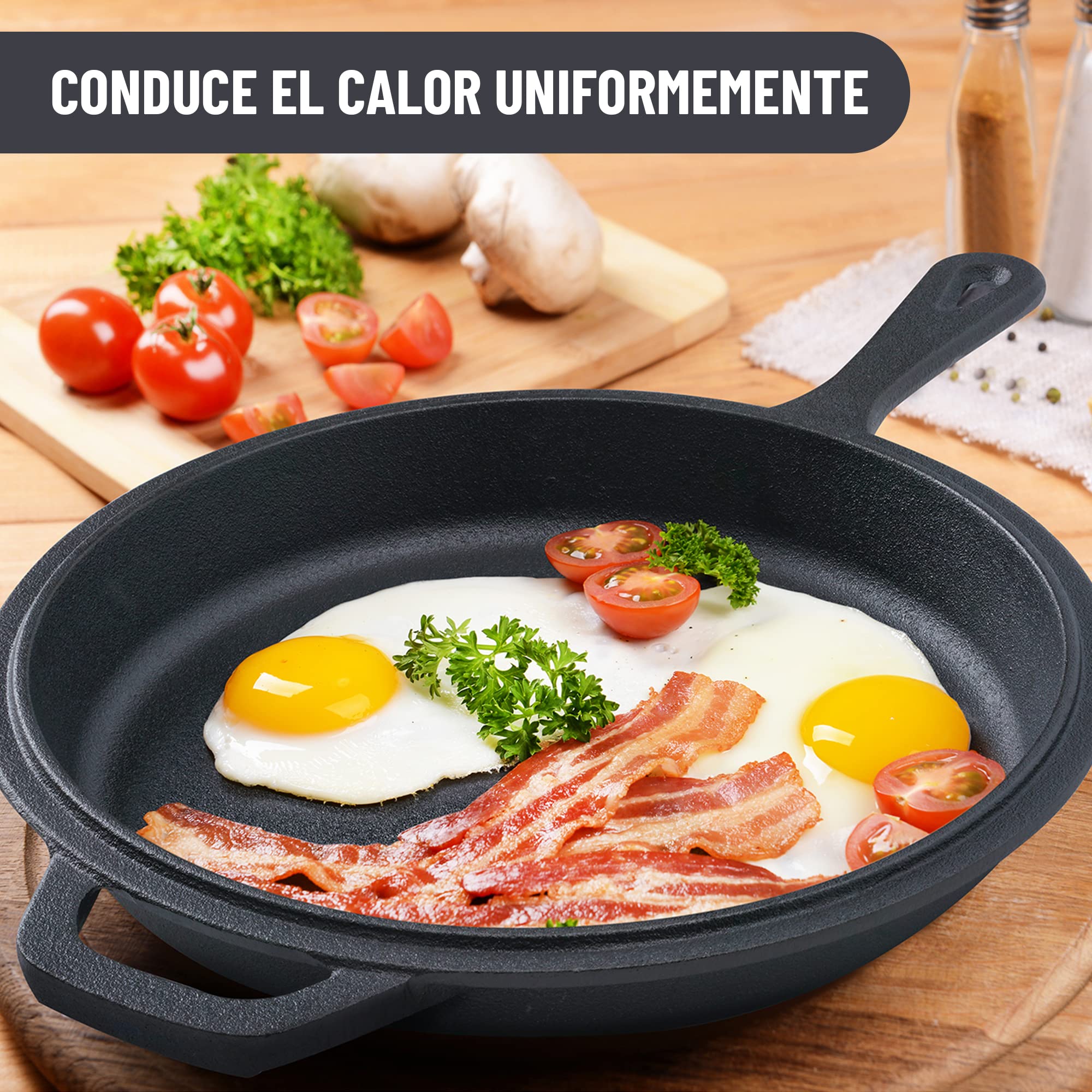Tortillada - 2 en 1 Combo Cooker Juego de Olla (3.5l) y Sartén (26 cm) De Hierro Fundido + Mango De Protección + E-Book con 50 Recetas