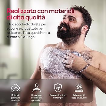 Sacchetto Salvasapone In Rete Riciclata Al 100%, Scrubber Esfoliante Per Doccia, Adatto A Tutte Le Dimensioni Di Saponette, Realizzato Con Bottiglie Riciclate, Morbido E Resistente - 6