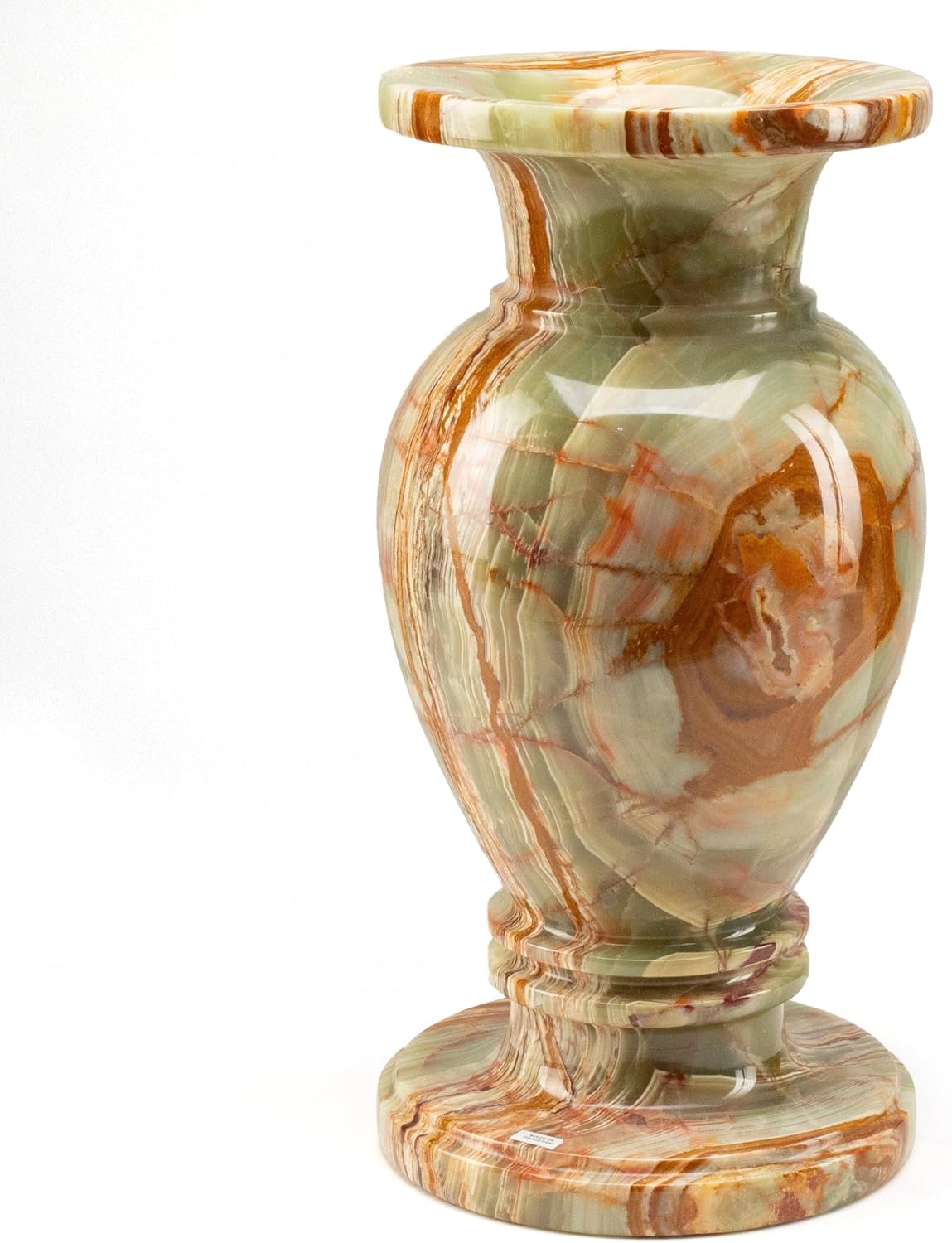 KALIFANO - 16” Green Onyx Vase, Unearthed and Hand-Carved in Pakistan, Timeless, Unique, and Elegant Decor Accent, Office or Home Decor