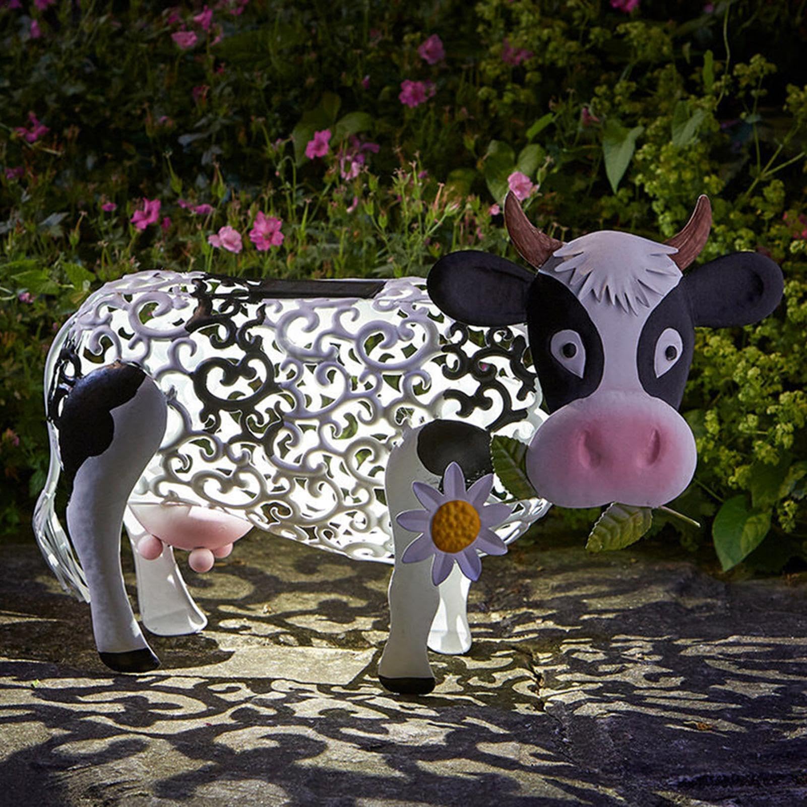Zerodis Solargartenlampe In Kuhform Mit Gänseblümchen – Niedliche Deko Für Garten, Hochzeit & Party
