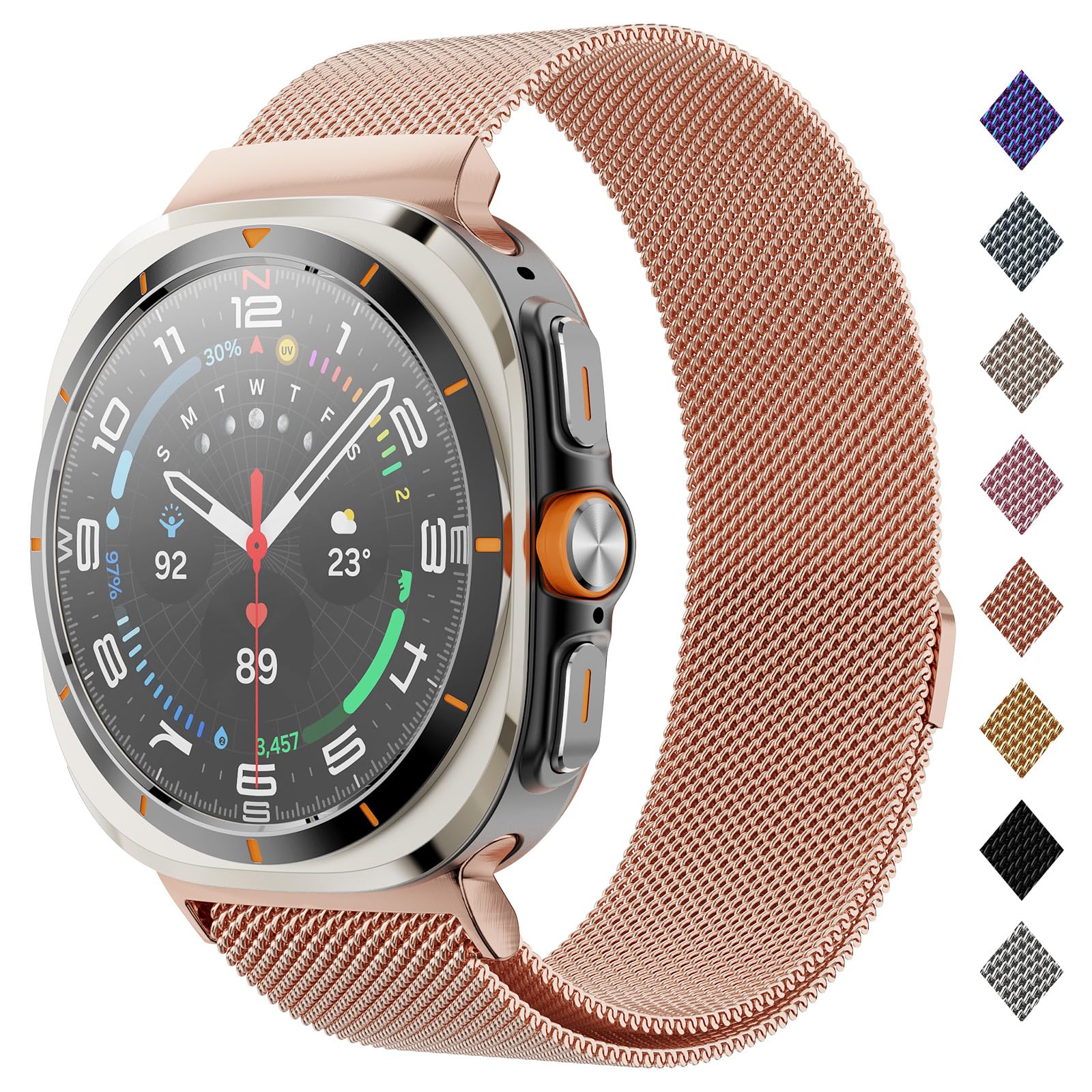 Milanese Band Compatible with Samsung Galaxy Watch Ultra Band 47mm (2024), Stainless Steel Mesh Loop Magnetic Clasp Strap for Women Men