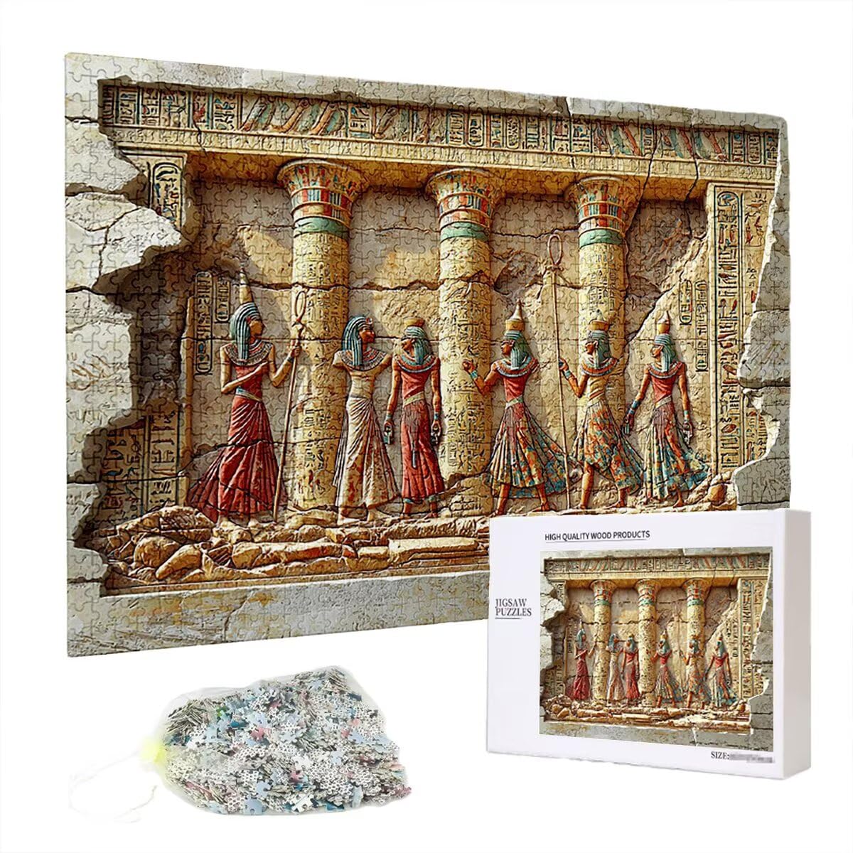 Indyjskie puzzle 3000 sztuk dla dorosłych, abstrakcyjne drewniane puzzle dla dorosłych, trudne drewniane łamigłówki, rodzinne gry edukacyjne, łamigłówki z pudełkiem na prezenty dekoracje do domu