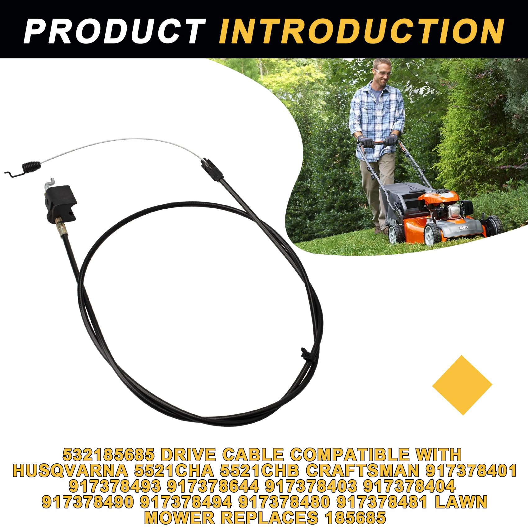 Amazon.com : 532185685 Drive Control Cable Assembly for Husqvarna