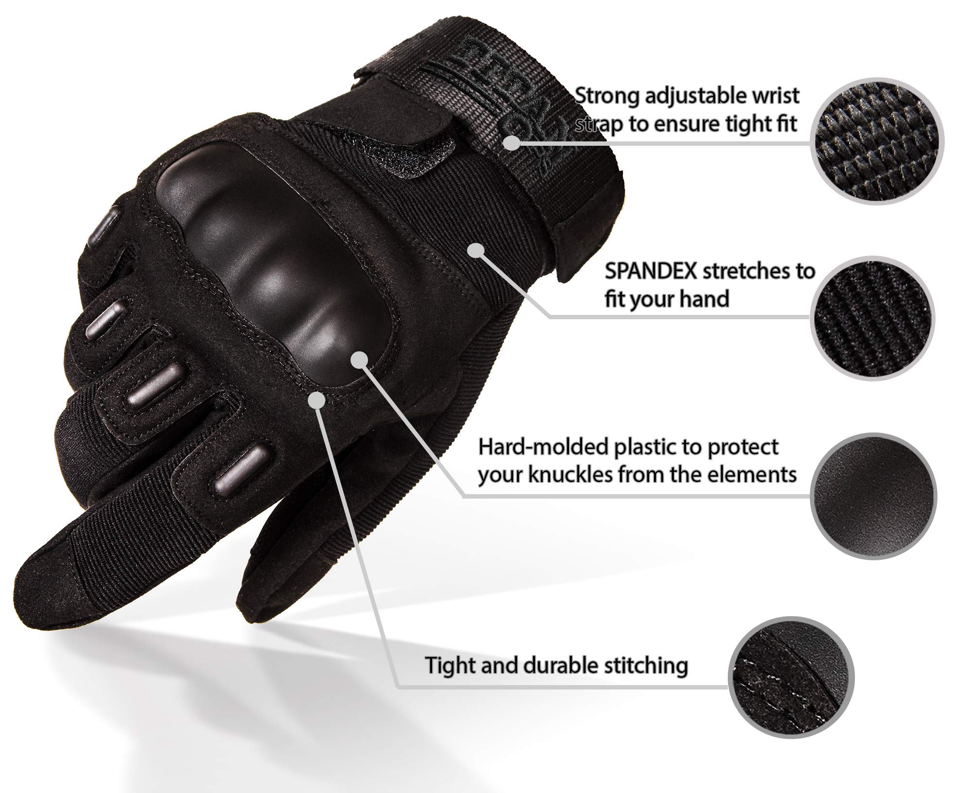 TitanOPS Full Finger Touchscreen Hard Knuckle Motorcycle Military