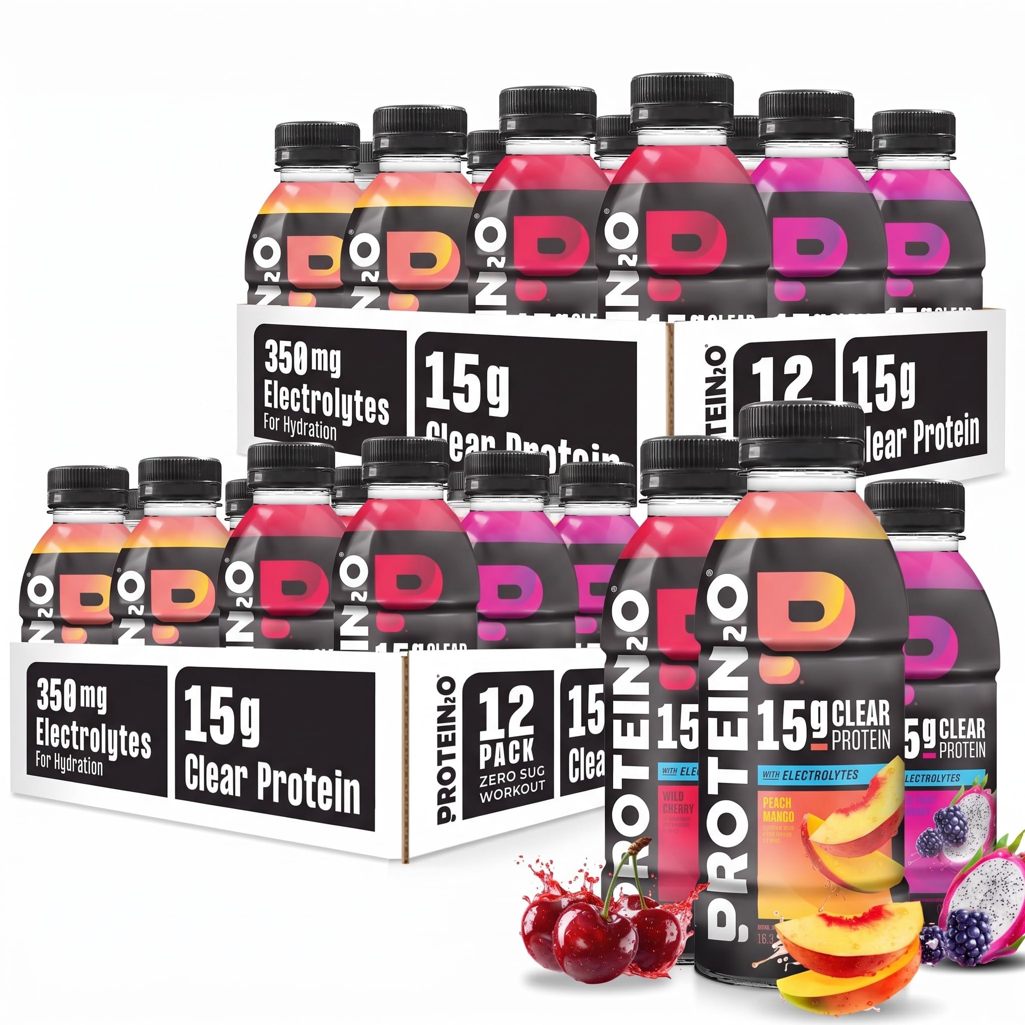 Protein2o Hydration Drink - 2-in-1 Liquid Clear Whey Protein Isolate and Electrolyte Drink - 15g Protein, Vitamins B5, B6 - Post-Workout Recovery - 16.9 Fl Oz - 12 Count Flavor Fusion Variety Pack — Amazon image 19