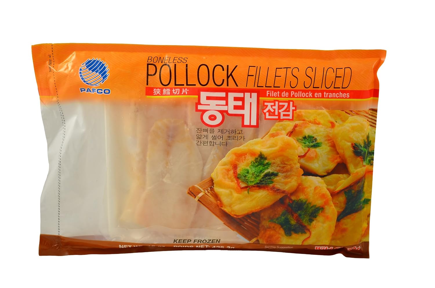 Pafco Boneless Pollock Fillets, Sliced, 1 Pound (Pack of 4