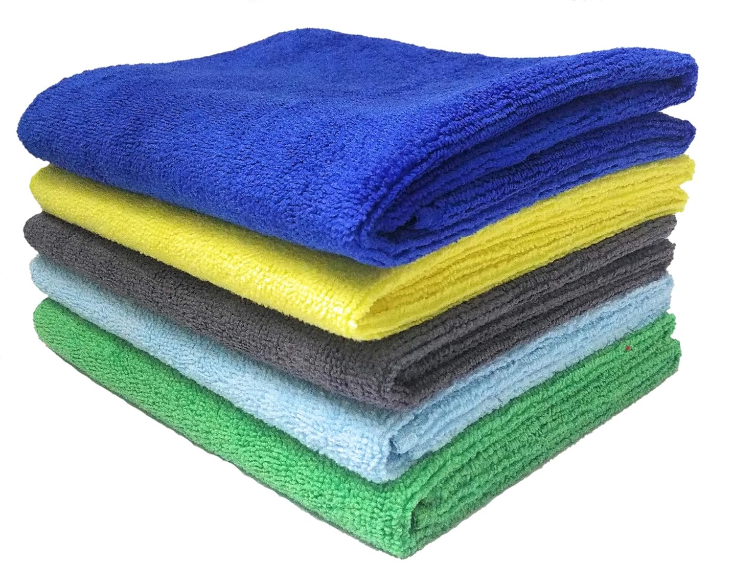 SOBBY Microfiber Cleaning Cloths for Cars Home Kitchen Office Floors Tiles Cleaning – 5 Pcs – 40 cm x 60 cm – Assorted Colour