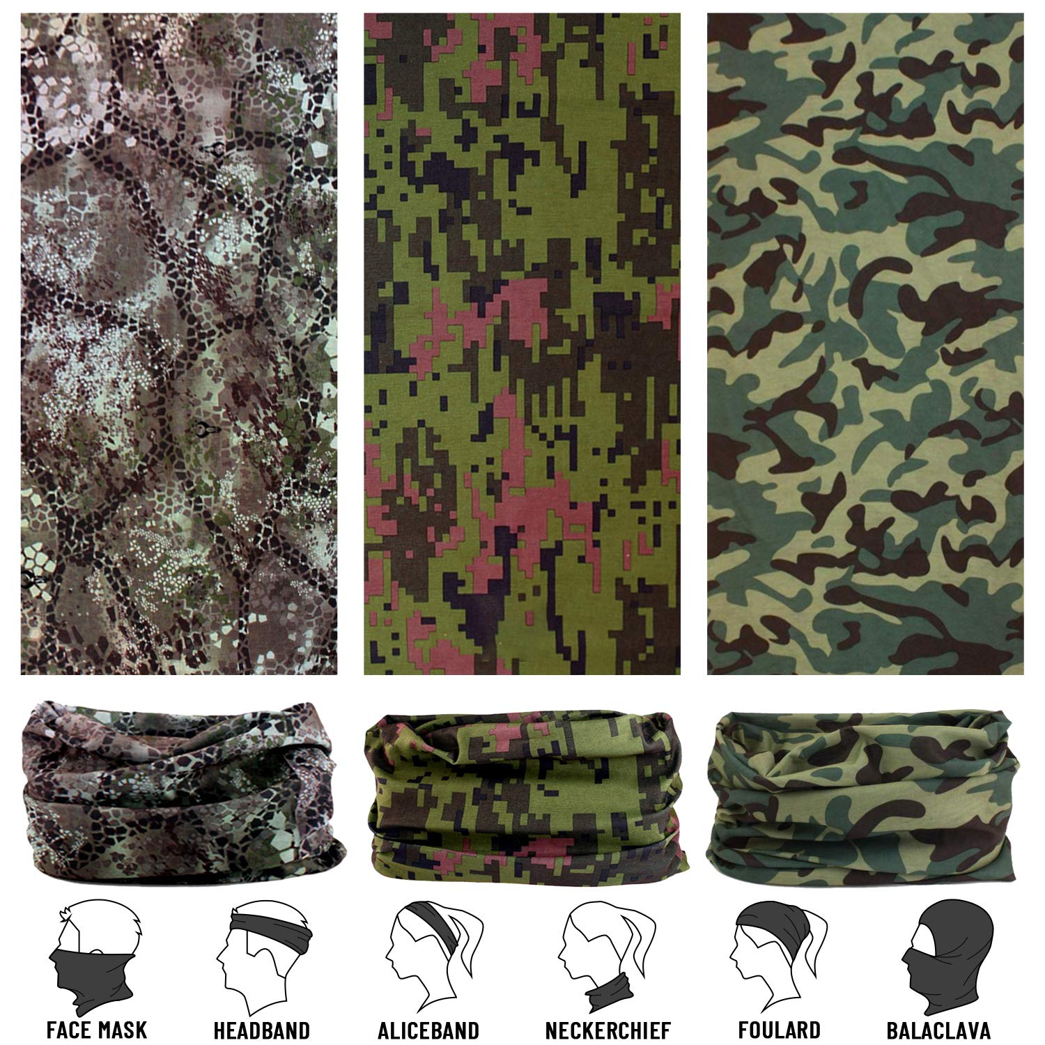 Neck Gaiter Headwear Headband Elastic Seamless Multifunctional Face Bandana Mask Sport Scarf for Men and Women for Motorcycle, Runing, Fishing, Hiking, Workout,Yoga etc 3
