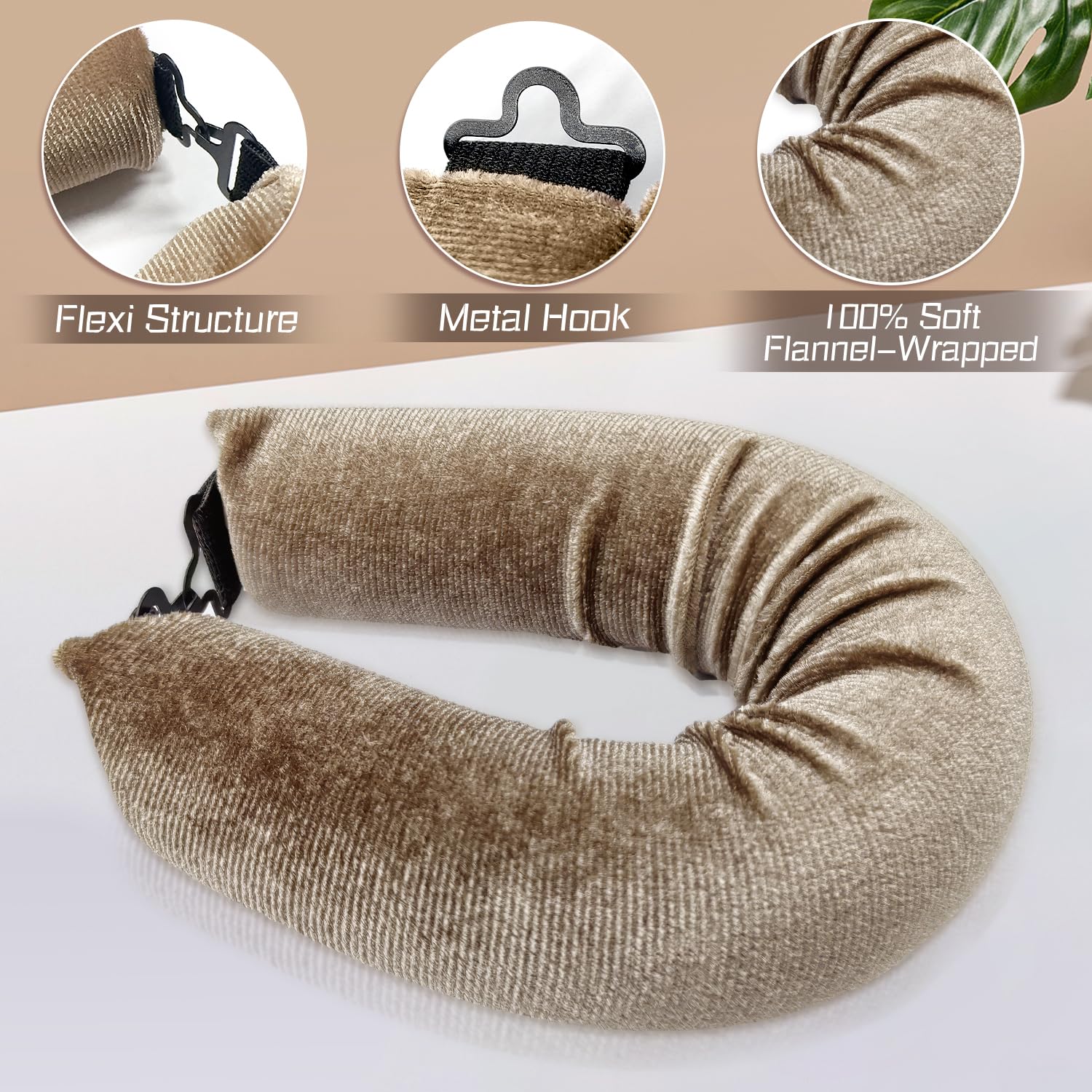 3PCS Heatless Khaki Headband for Long Hair - No Heat Overnight Curls, Khaki 3-pack, 1 count (Pack of 3) - Image 4