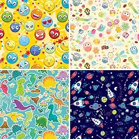 Papel para Presente, 50cm X 60cm, Couchê, Fantasia, Infantil II, 4 Estampas Sortidas, Pacote com 40 Folhas, Gessele