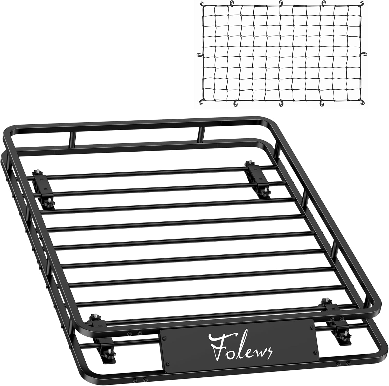 46" x 36" Roof Basket with Net, Roof Rack Basket Rooftop Cargo Carrier | 200 Lbs Capacity Cargo Rack Universal Heavy Duty Luggage Holder for SUV Pickup Truck