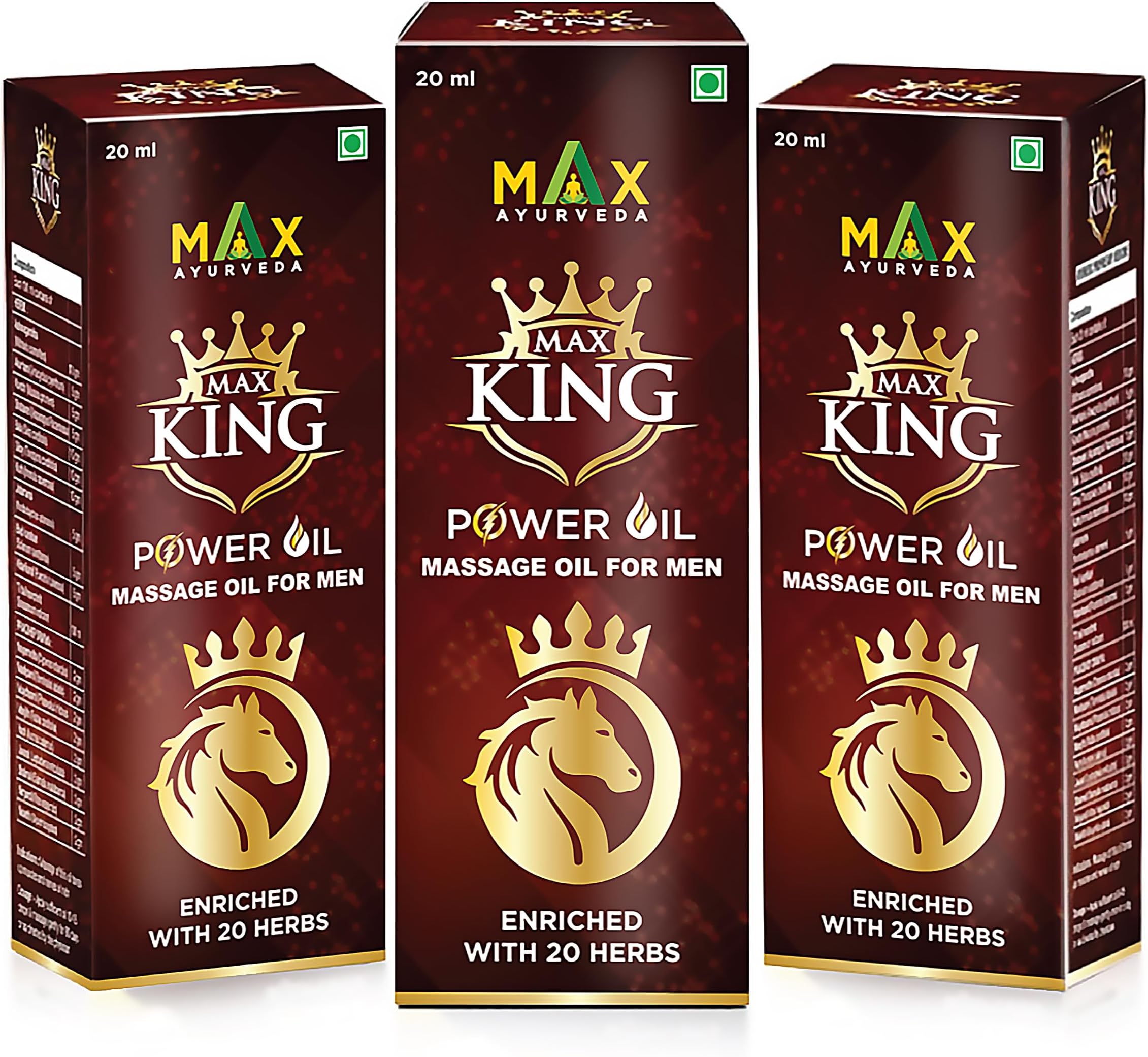 - King Power Massage Oil For Men - Pack of 3 (20ml Each) - 100% Ayurvedic Tel, Stamina Booster Sanda Tailam