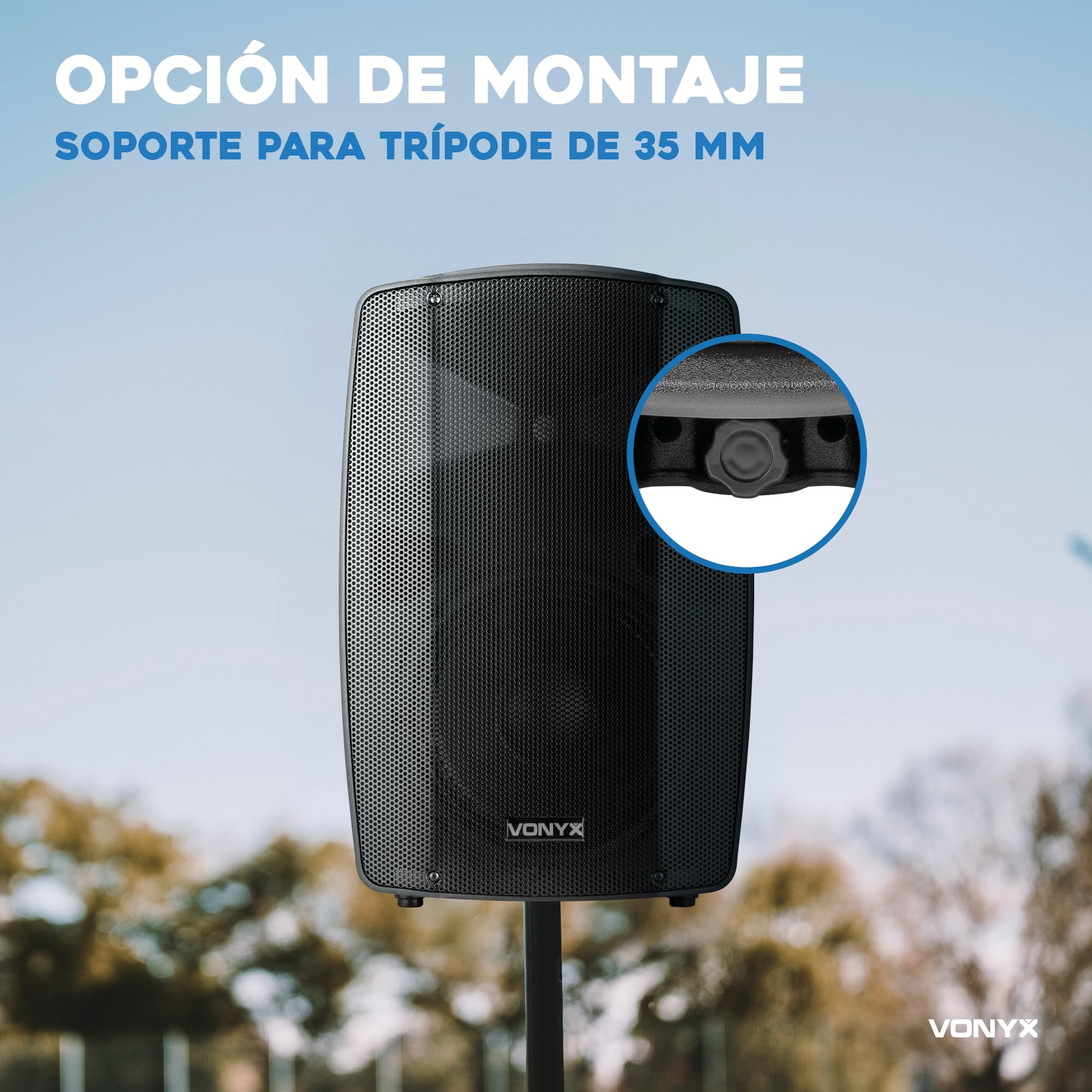 Vonyx VSP200 Altavoz Autoamplificado 200W con Batería, Bluetooth, Radio FM, USB/SD, Reproductor MP3 y 2 Micrófonos Inalámbricos – Sonido Portátil Recargable Ideal para Eventos, Fiestas o Exterior