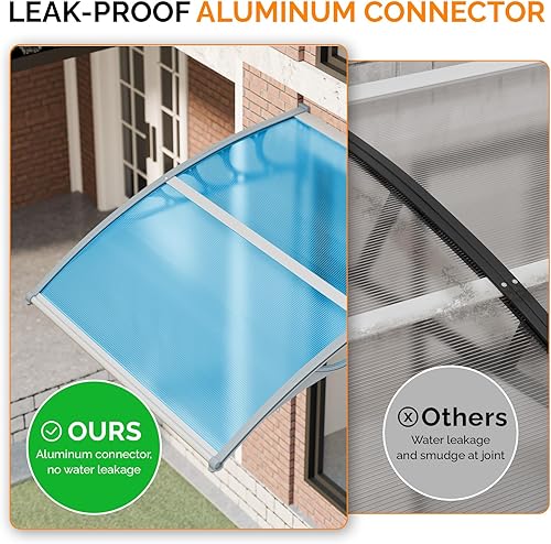 Vista 99 de VINGLI - Toldo para puerta y ventana para exteriores, 30 x 40 pulgadas, cubierta de policarbonato para puerta de patio, para protección del sol