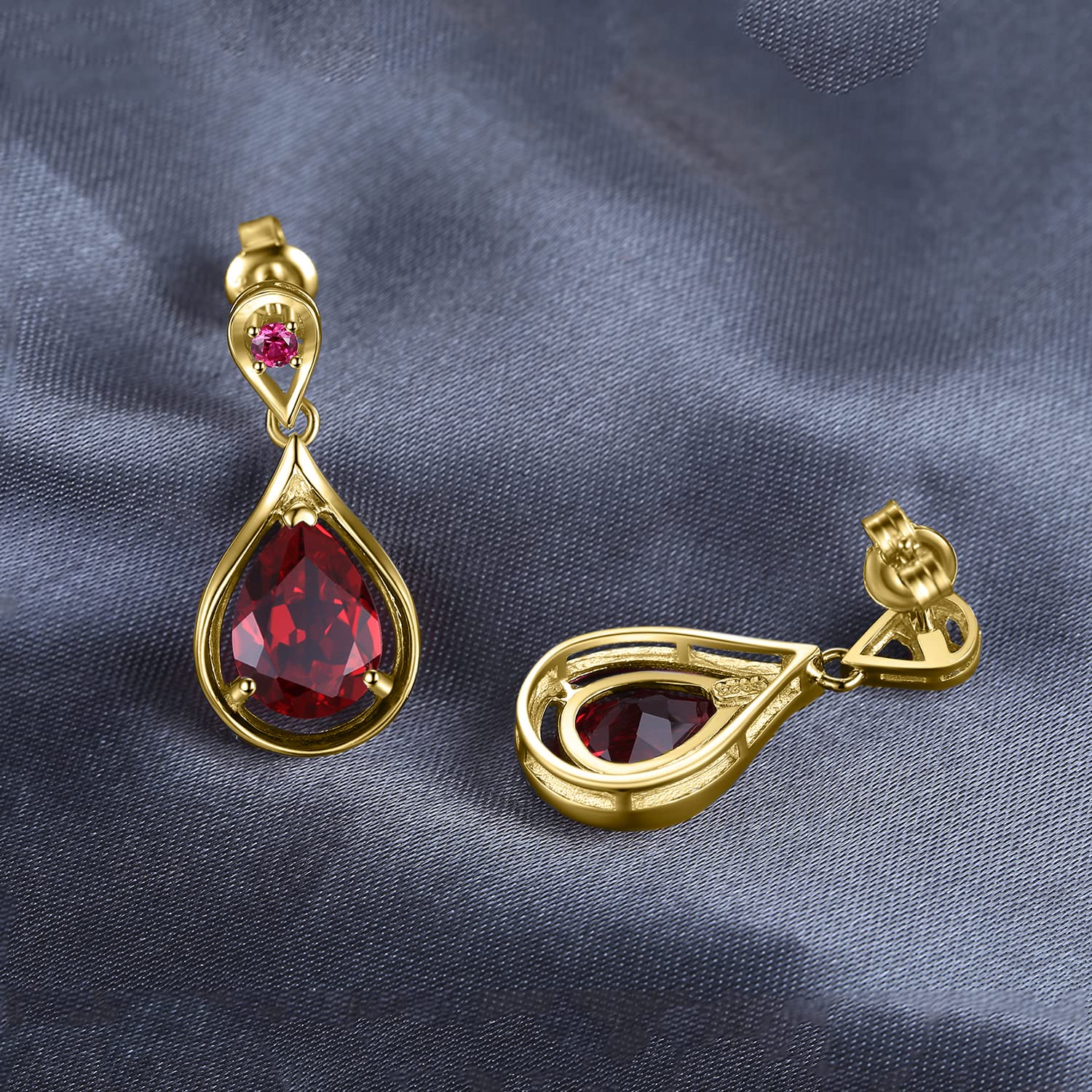 JewelryPalace Infinity Tropfen 8.8ct Erstellt Rubin Ohrhänger Ohrstecker Silber 925 Damen, Rot Stein Schmuck Set, Ohrringe Silber Unendlichkeit Edelstein Mädchen Schmuck, Geschenk Frauen Rosegold Gold