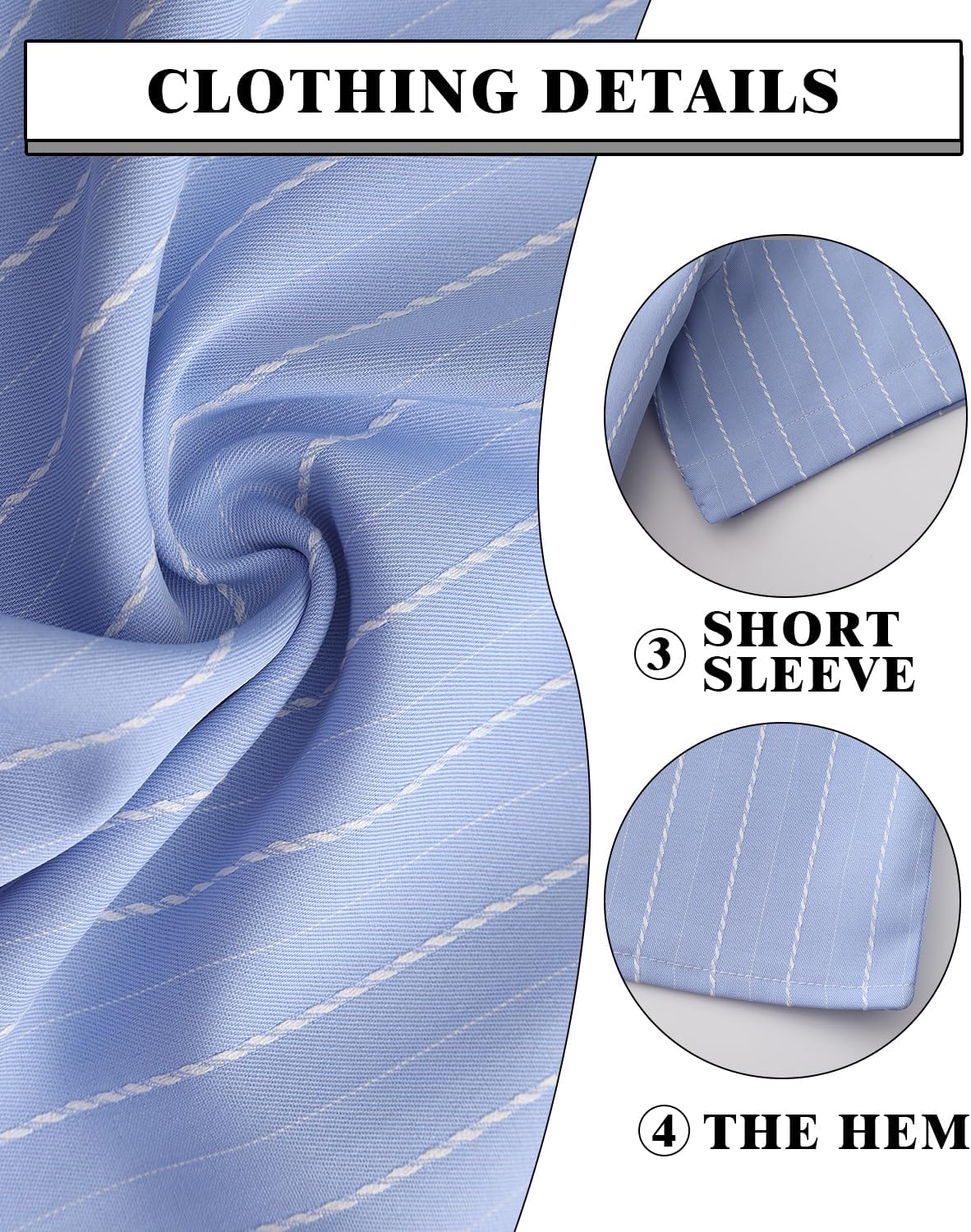 TUNEVUSE Men Hawaiian Shirt Vintage Striped Shirt Short Sleeve Summer Beach Causal Cuban Collar Shirt with Pocket - Image 7