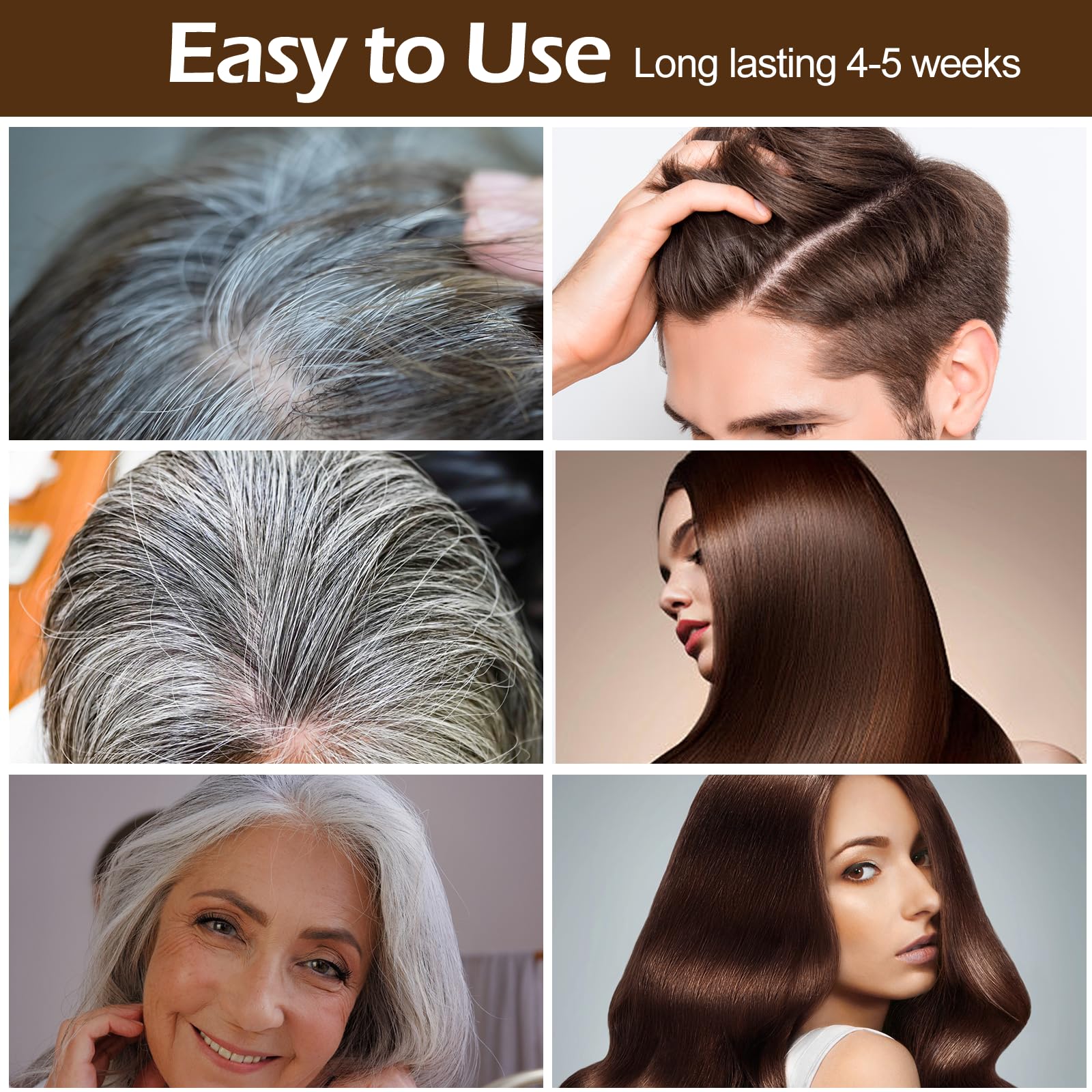 500ml Champú Color Castaño Claro，Hair Dye Shampoo para Teñir Canas Mujer Negro,Champú para Cabello Negro Instantáneo Champu Colorante Tinte para Hombre y Mujer