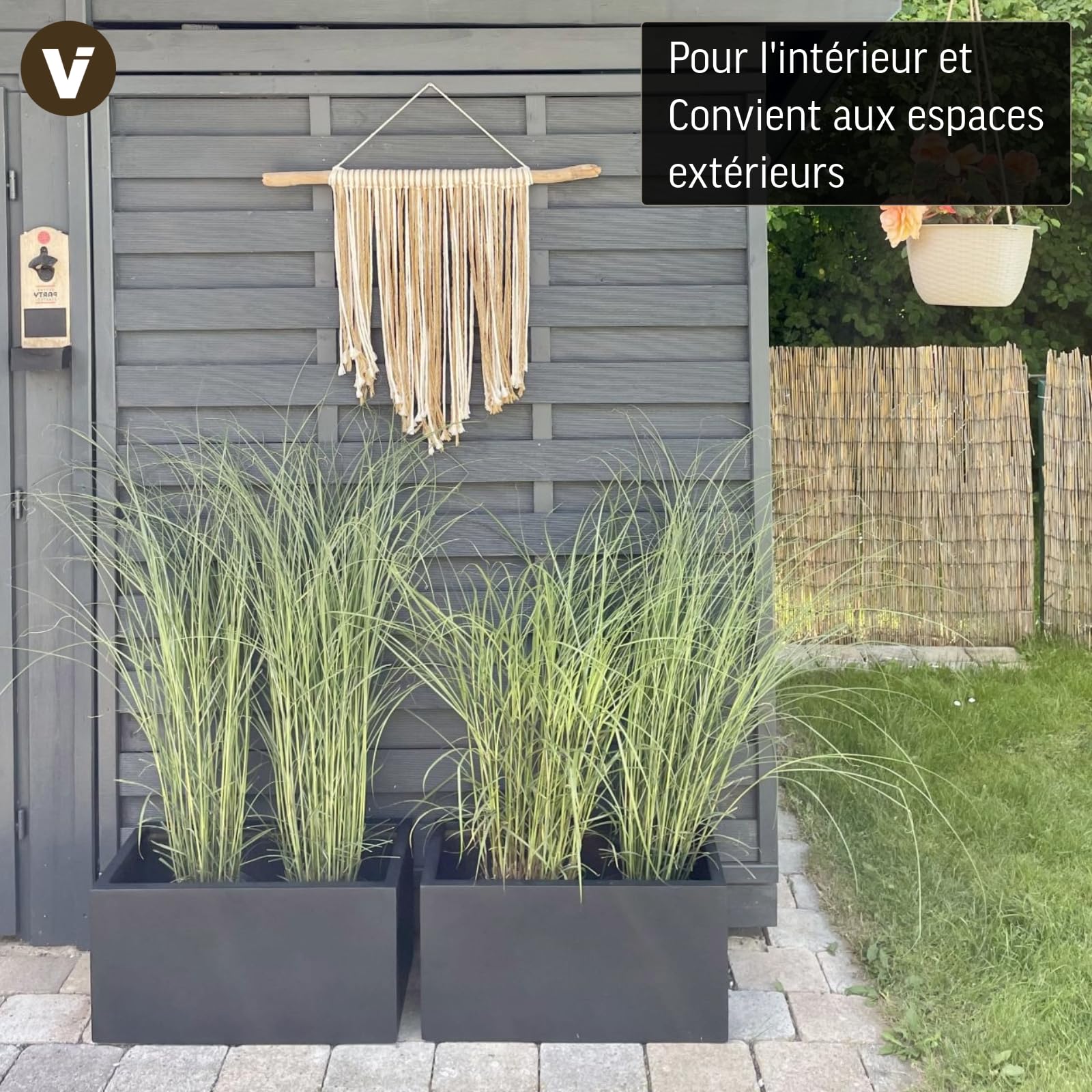VIVANNO Bac à Plantes en Fibre de Verre Anthracite 30x60x30