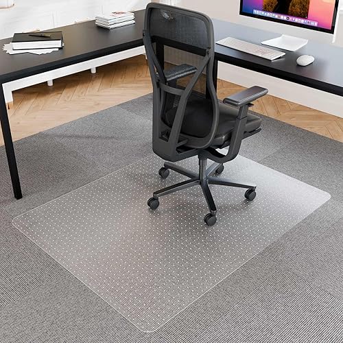 Miniatura 10 de Naturei Tapete transparente para silla para suelos duros, tapetes de oficina transparentes de 53 x 45 pulgadas, tapete protector de piso resistente