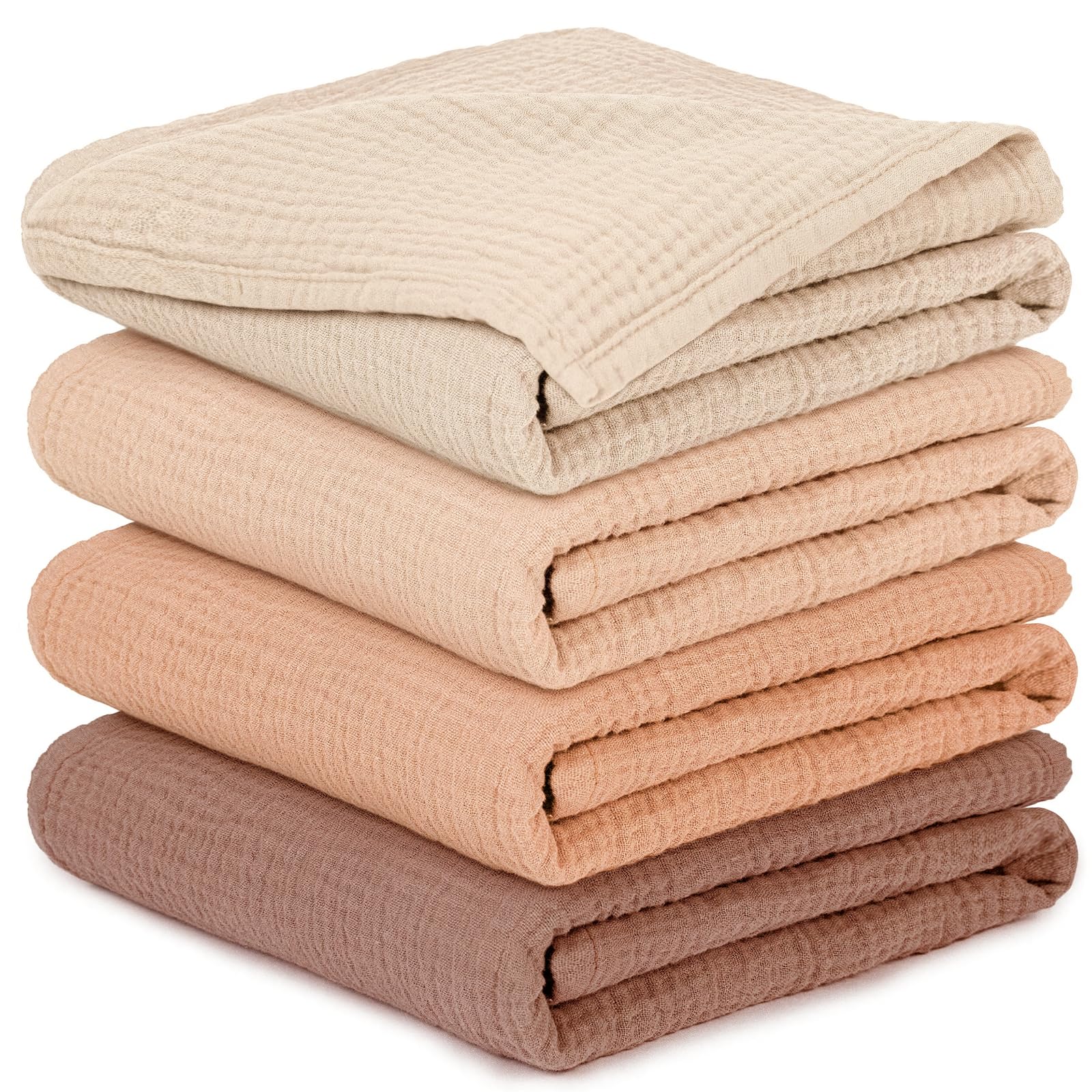 Mulltücher Baby - 4 Stück Spucktücher Baby Baumwolle für Jungen und Mädchen, Weich, Atmungsaktiv und Extrem Saugfähig, Ideal zum Reinigen, Abwischen und Abdecken von Neugeborenen, 60x60cm Rosa&Braun