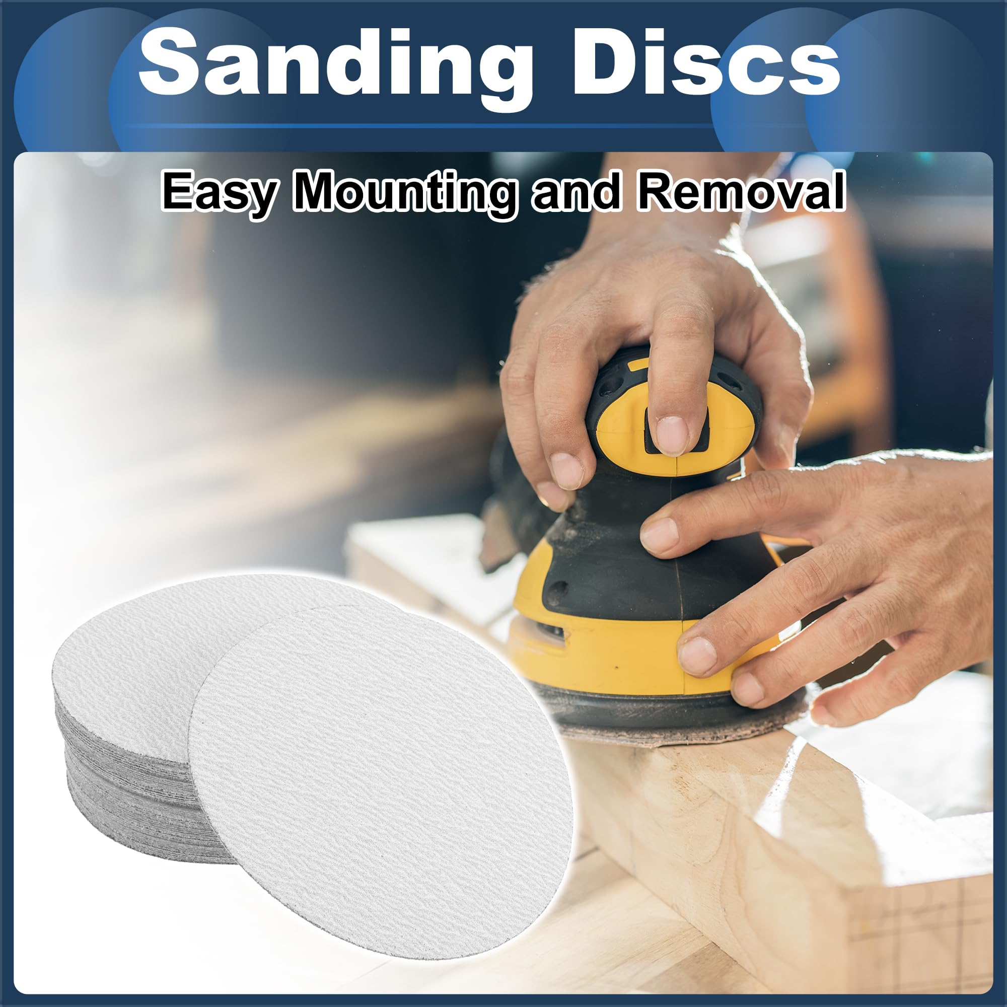 INFINAUTO Sanding Discs, 7.09" 80 Grit Automotive Repair Round Hook and Loop Sandpaper Aluminum Oxide White, 50 Pcs - Image 2