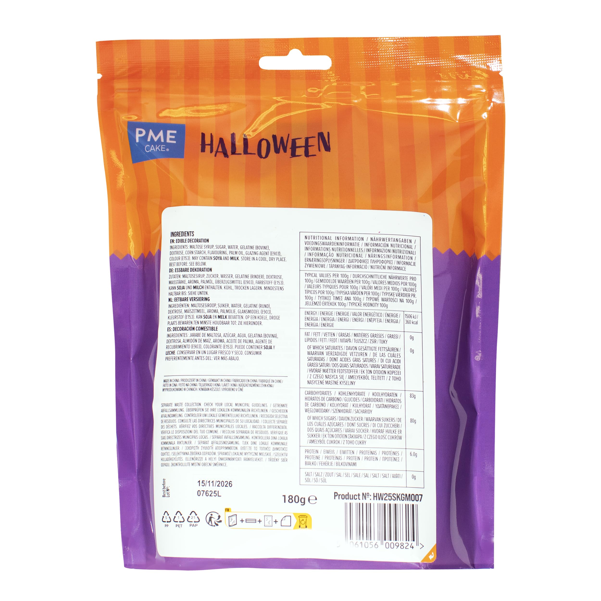 Topper de Malvavisco para Pasteles Halloween – Set de 12 Fantasmas 180g