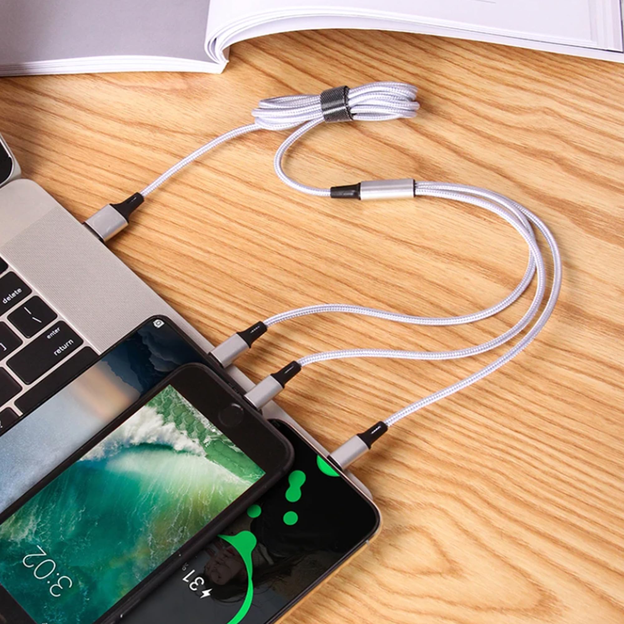 MUTTO 3 in 1 Multi Cavo di ricarica universale USB a testa Micro USB/USB-C/Lightning per Apple Compatibile con iPhone Serie 11 & 12/X/XS/XR/8/8 Plus/7/7 Plus e Android, Samsung, Huawei, Kindle, Xiaomi