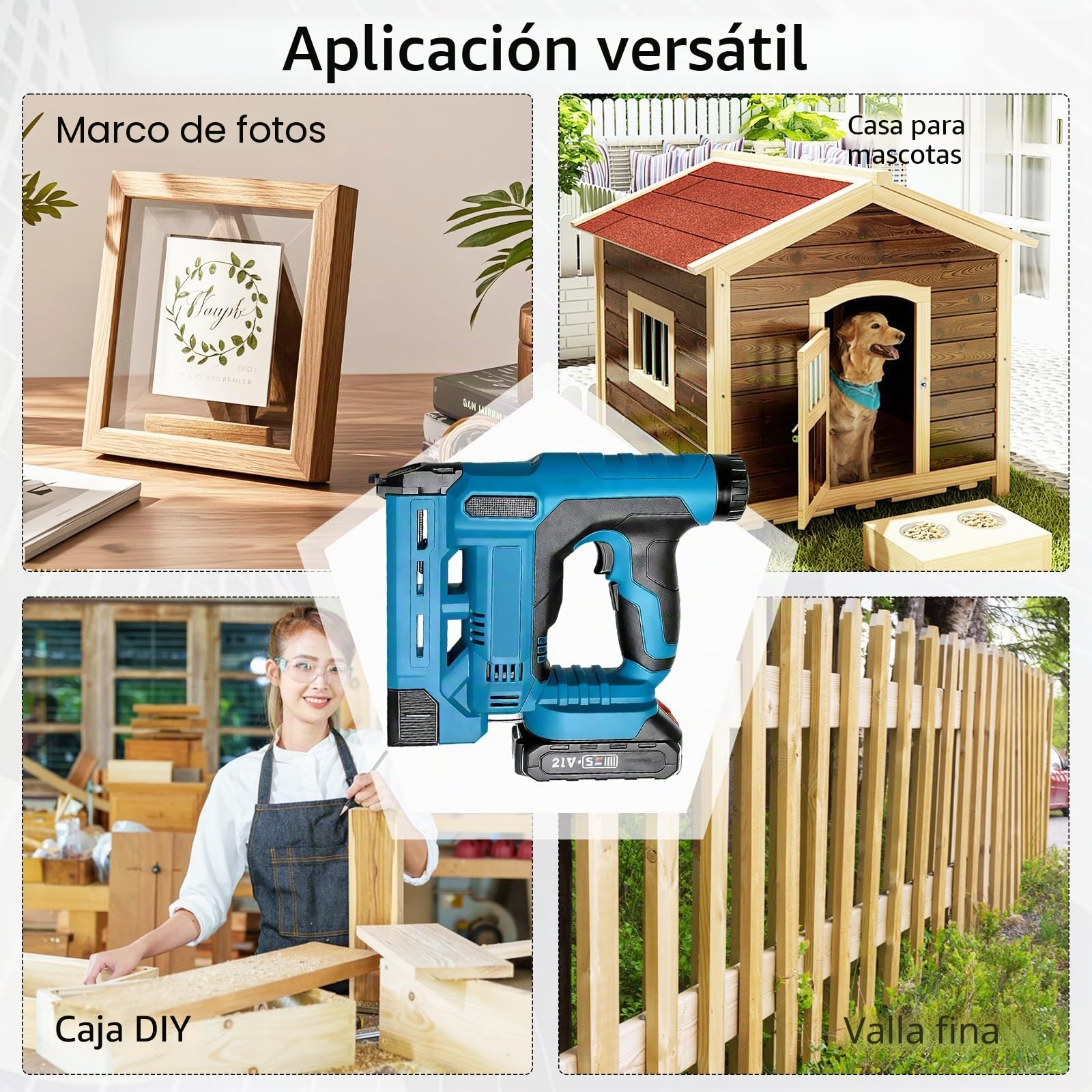 Clavadora grapadora inalámbrica 2 en 1 con batería, 2 x 2,0 Ah compatible con Makita 18V, clavadora 18GA con bolsa y 1000 clavos y grapas, profundidad ajustable, para madera y bricolaje