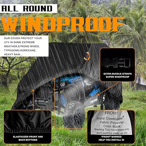 Miniatura 5 de ClawsCover UTV - Cubiertas impermeables para todo tipo de clima, tela Oxford 420D resistente al viento, ATV lado a lado UTV Accesorios para Polaris
