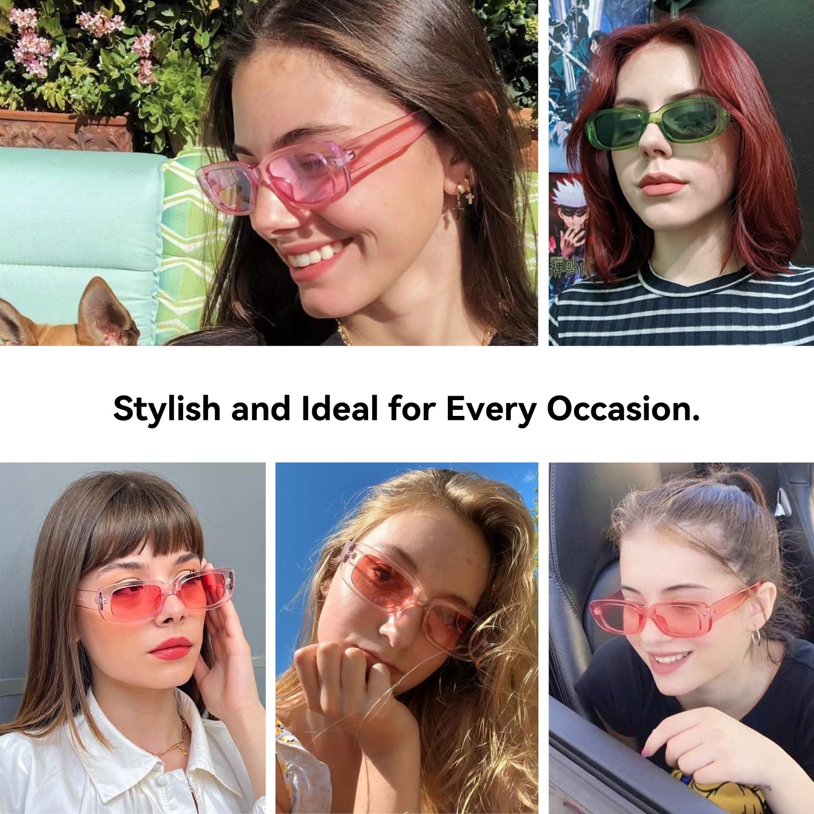 Dollger Rectangle Sunglasses for Women Men Trendy Retro Fashion Sunglasses UV 400 Protection Square Fram