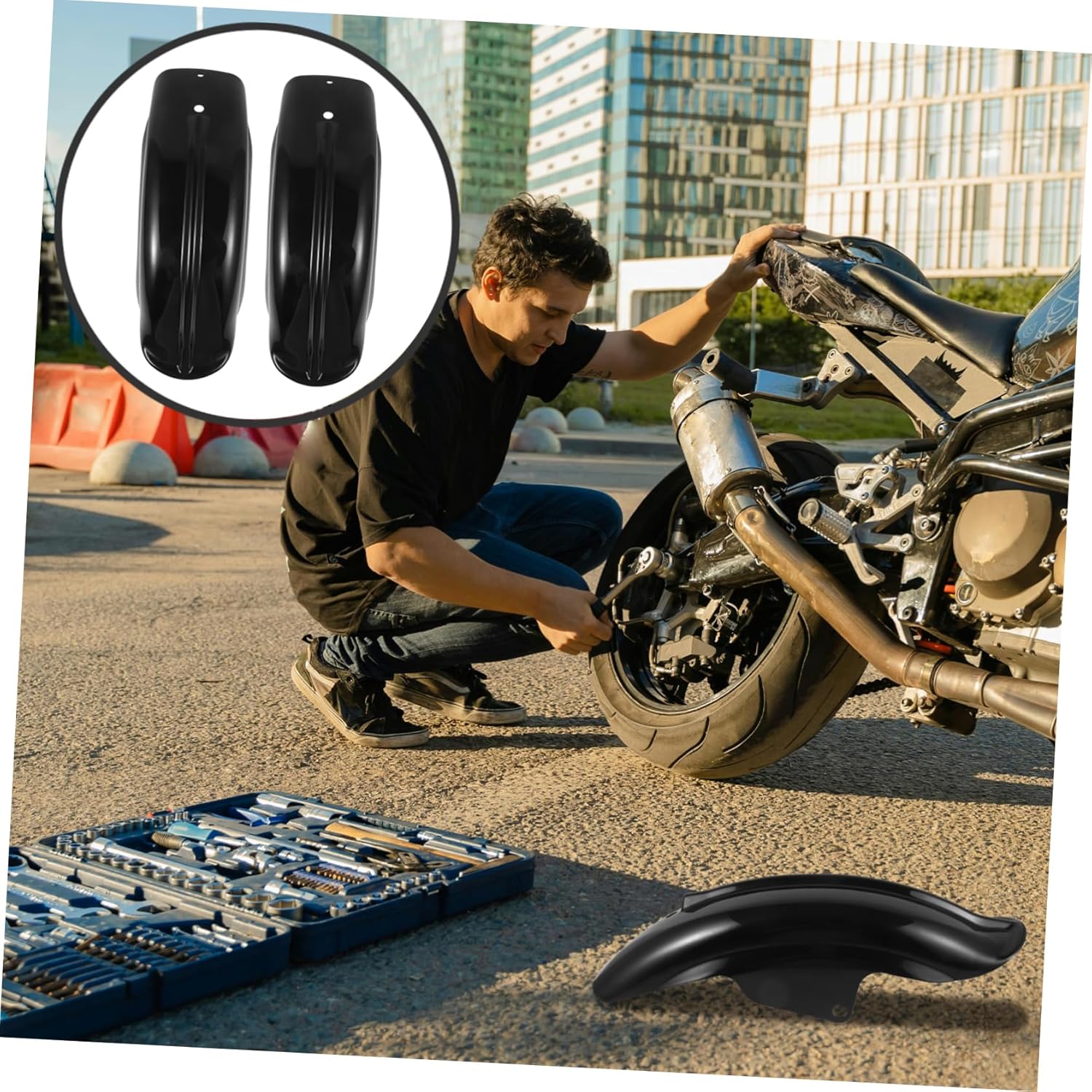2pcs Motorcycle Rear Mud Guard Mud Flaps Wheel Splash Guard Easy to Install Material