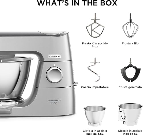 Kenwood Titanium Chef Baker - Robot Pâtissier Bols 5L + 3,5L 1200W Argenté - 7