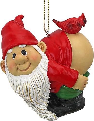 Design Toscano Adorno de Navidad – gnomo de Loonie Moonie, estatua de gnomos de jardín, 2 pulgadas