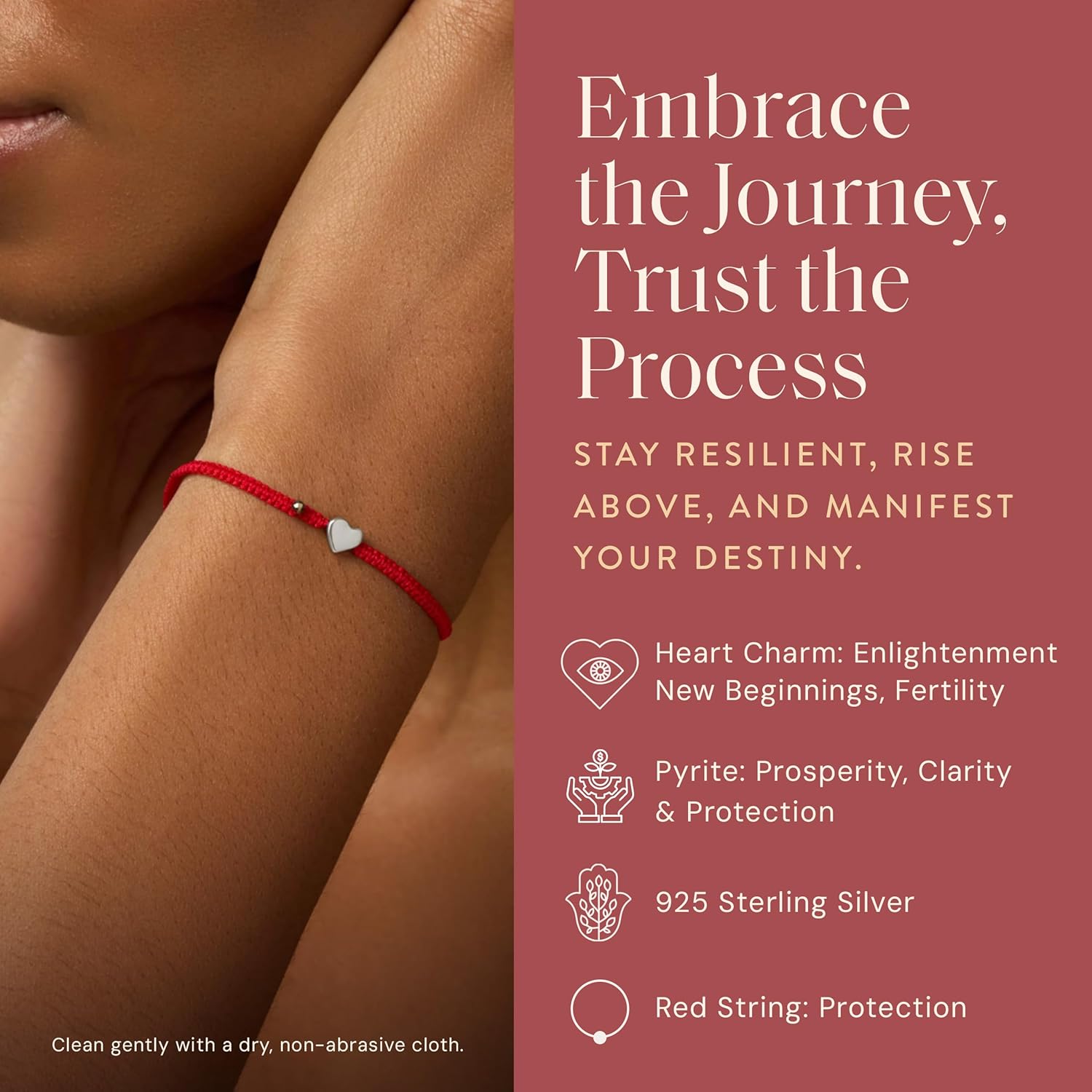 KARMA AND LUCK Adjustable Red String Bracelet, 18K Charm for Women, Handmade in Bali for Luck & Success