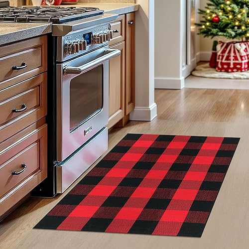 Miniatura 3 de Alfombra de rayas beige de 2.3 x 3.6 pies para interiores y exteriores, alfombra tejida a mano de algodón lavable a rayas para puerta delantera,