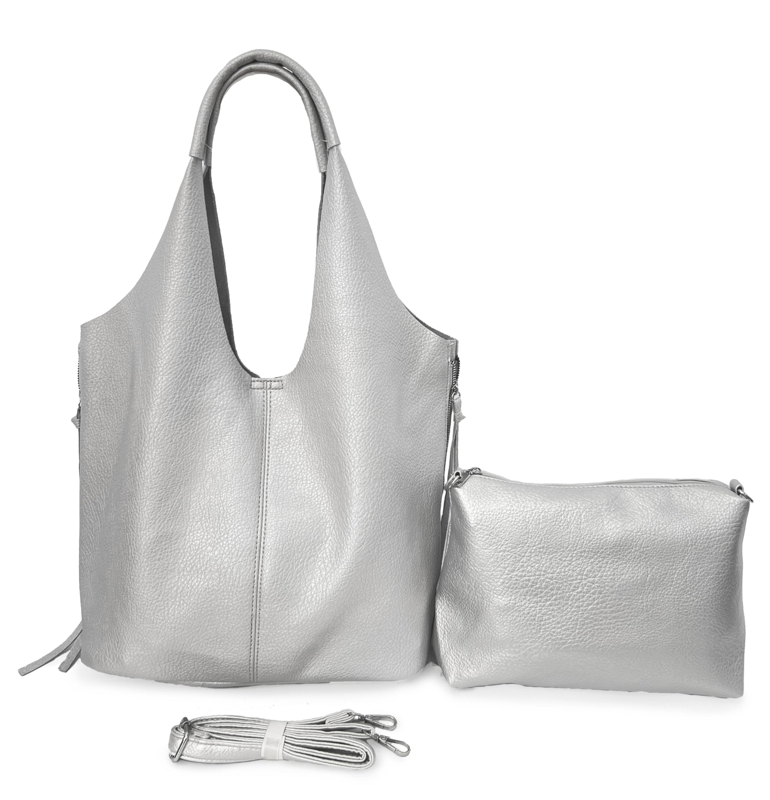 ANGELO Borsa da Donna a Spalla, Tote a Sacca Grande con Borsetta a Tracolla Regolabile, Shopping Bag Elegante in Pelle PU per Lavoro, Università, Ufficio, Viaggio, Grande Capienza