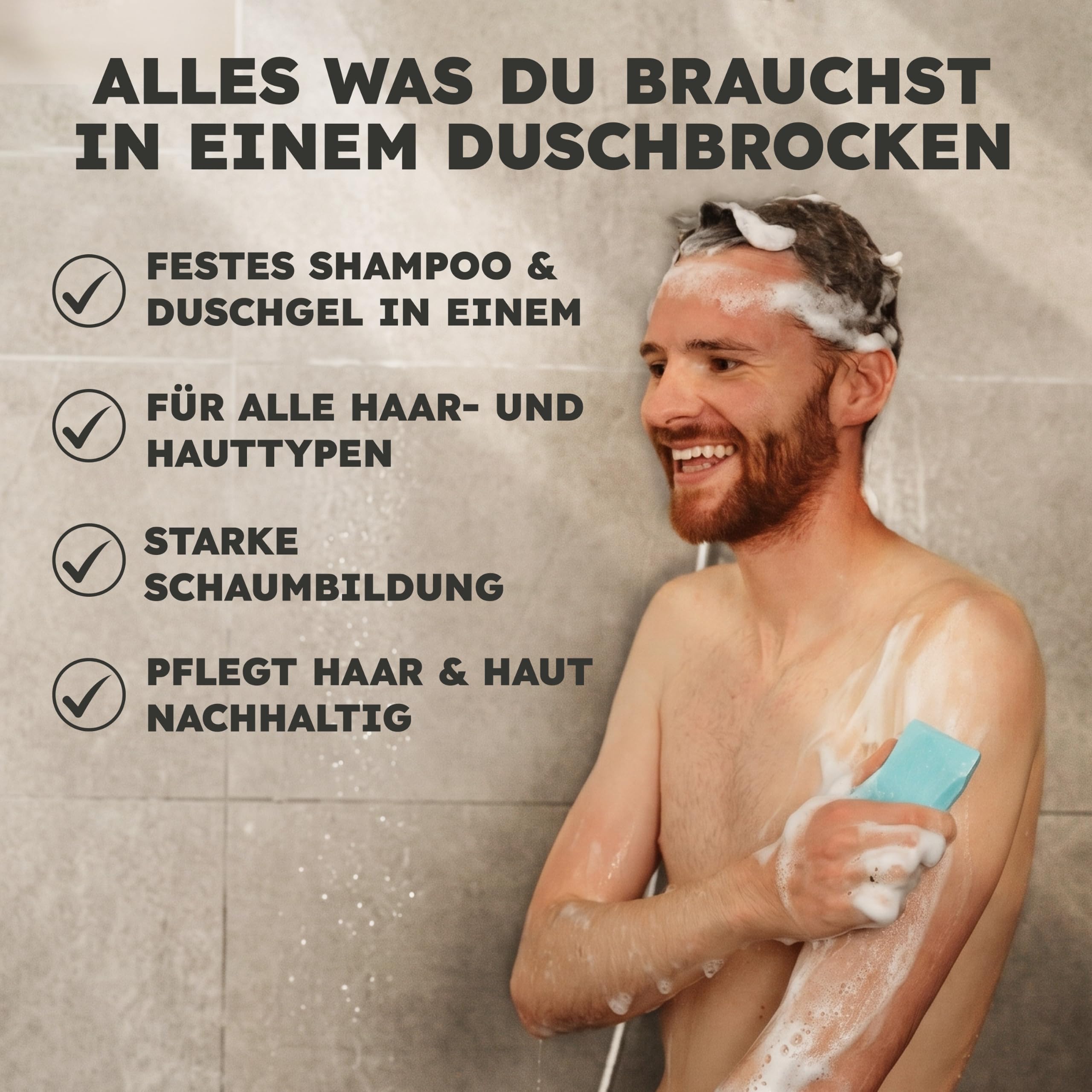 Duschbrocken 5x Cocos & Vanille Duschseife [2in1] Festes Shampoo, 500g