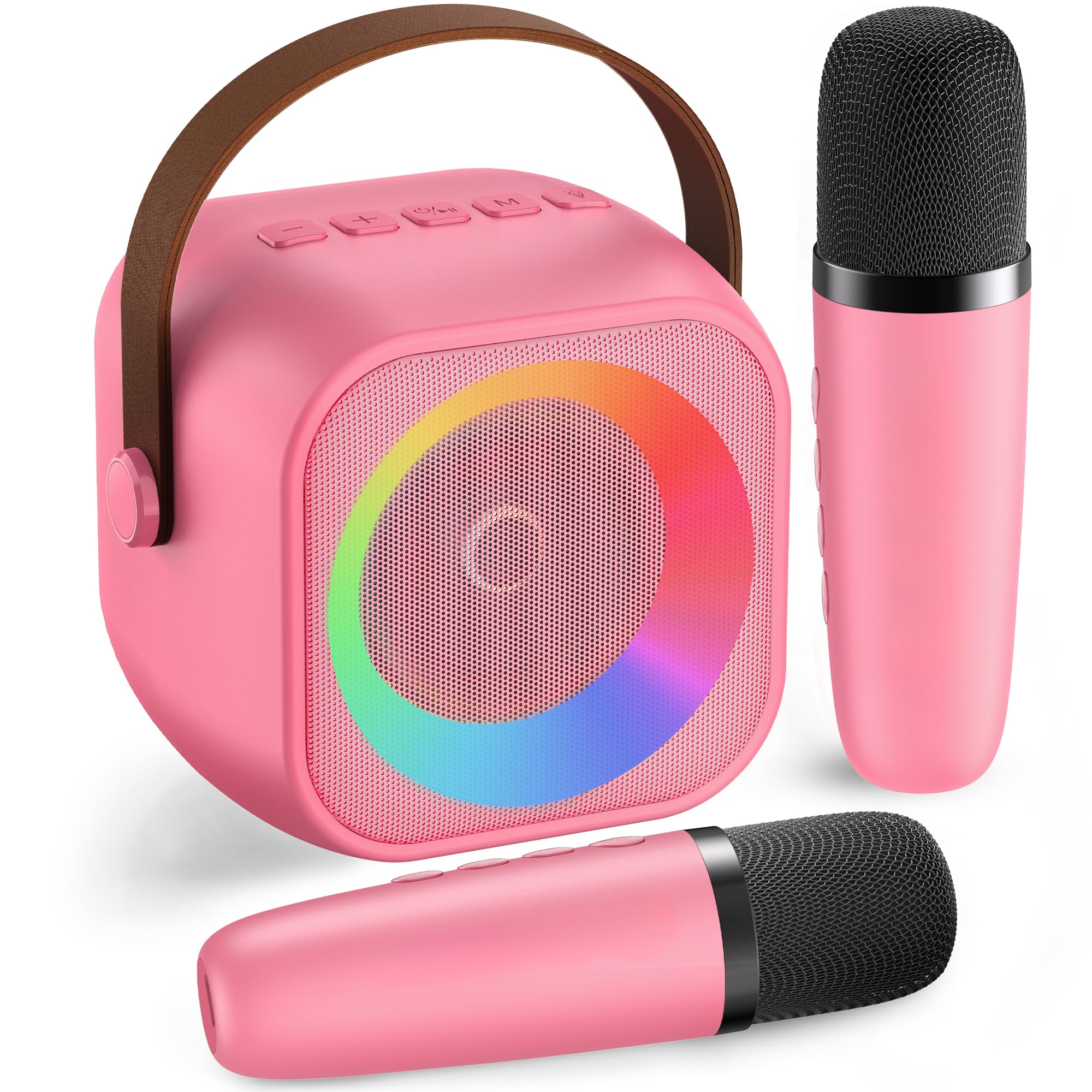 Mini Karaoke Machine,Portable Bluetooth Speaker with 2 Wireless Microphones