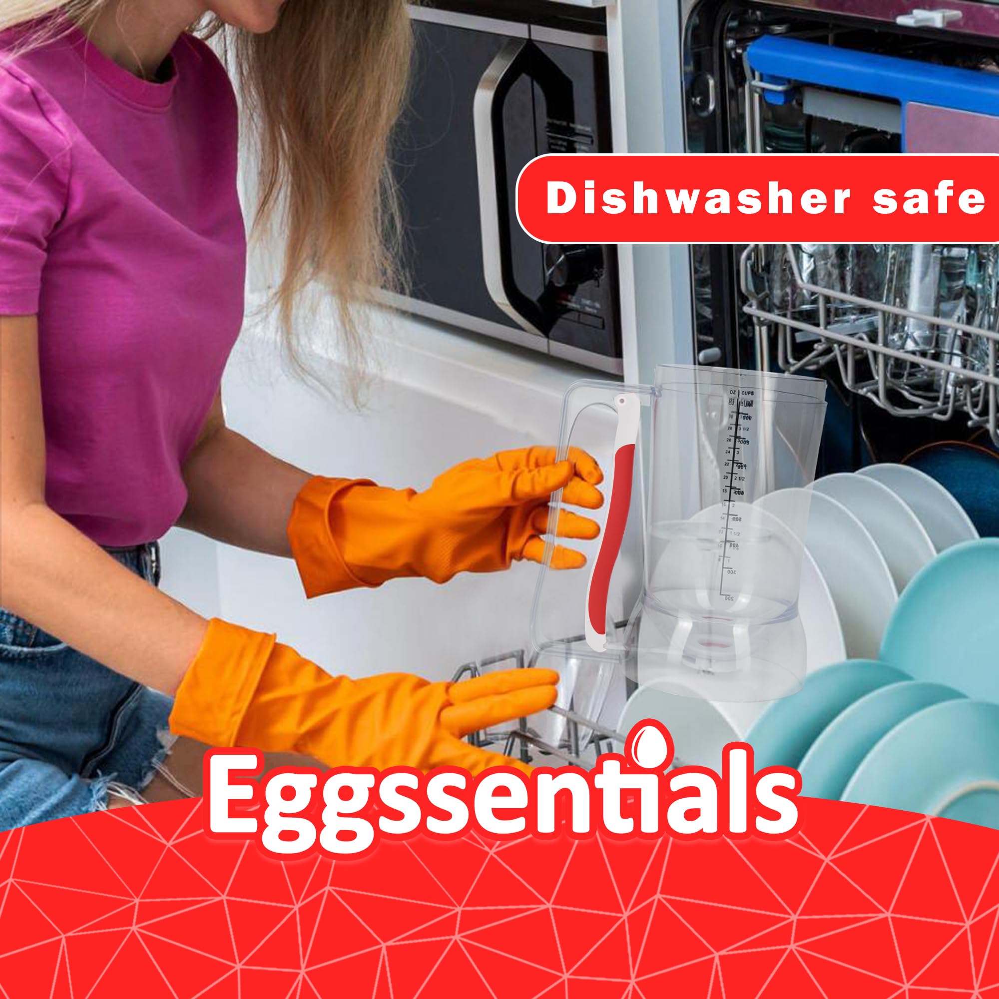 Eggssentials Dispensador de panqueques, dispensador de masa con mango para apretar, para cupcakes, panqueques, pasteles de galletas, gofres y separación de galletas.