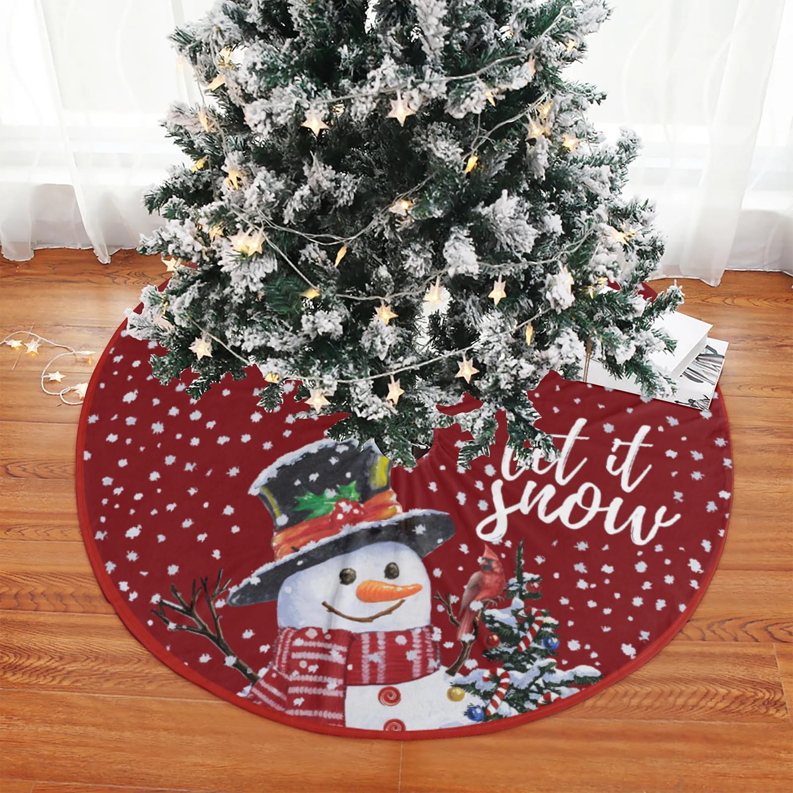 Gonna per albero di Natale con pupazzo di neve, fiocco di