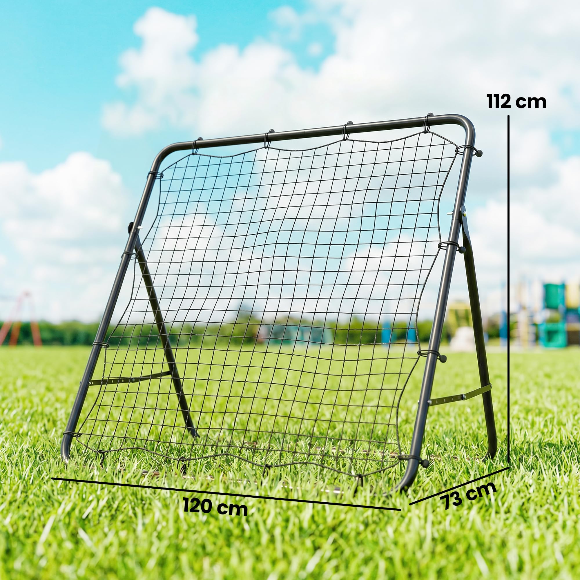 SPORTNOW Filet de Rebond Réglable à 5 Angles en Acier, Multisport Pliable 120x73x112cm Noir