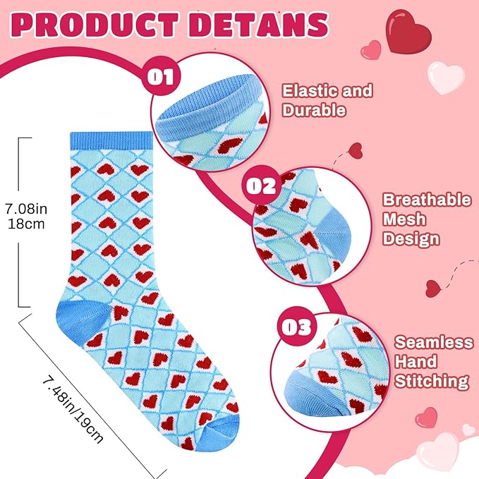 6 Pares Calcetines Corazón San Valentín Mujer Algodón miniatura 5