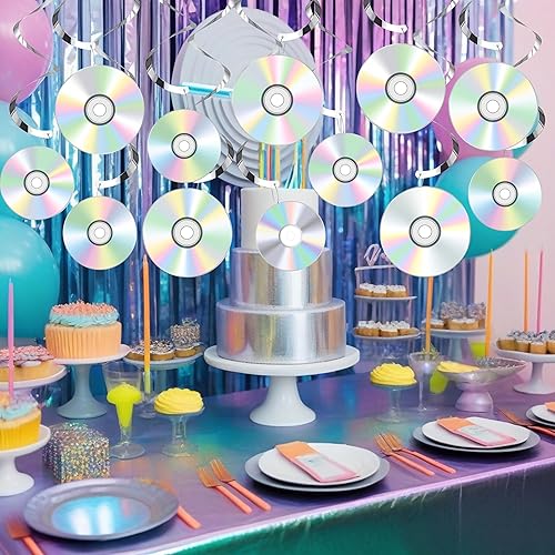 Miniatura 6 de Decoraciones de remolinos colgantes para fiestas de los años 90, decoraciones retro para fiestas musicales de los años 90, decoraciones de fiesta de